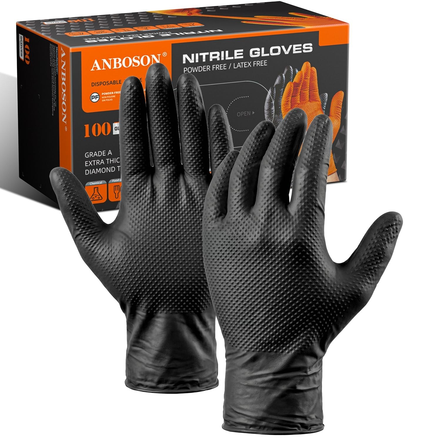 Comfort Fit Heavy Duty Nitrile Gloves – 10mil, Black, Chemical Resistant, 100ct