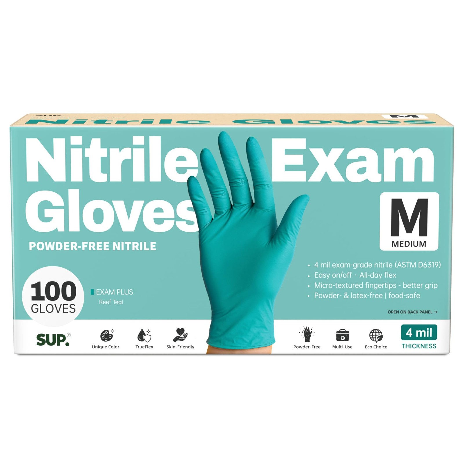 Teal Nitrile Gloves, 100 Count, Food Safe, Latex~Free, Medium