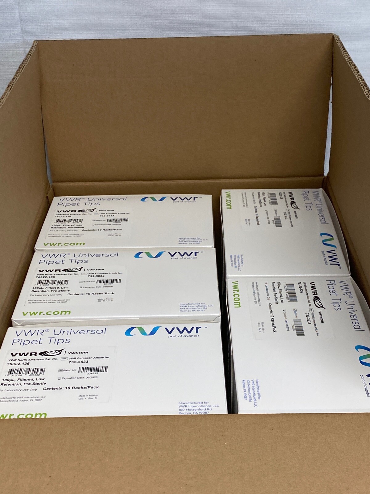 (4800/Cs) VWR 100uL Low Retention Filtered Pipet Tips 50×96/Rack 76322-136