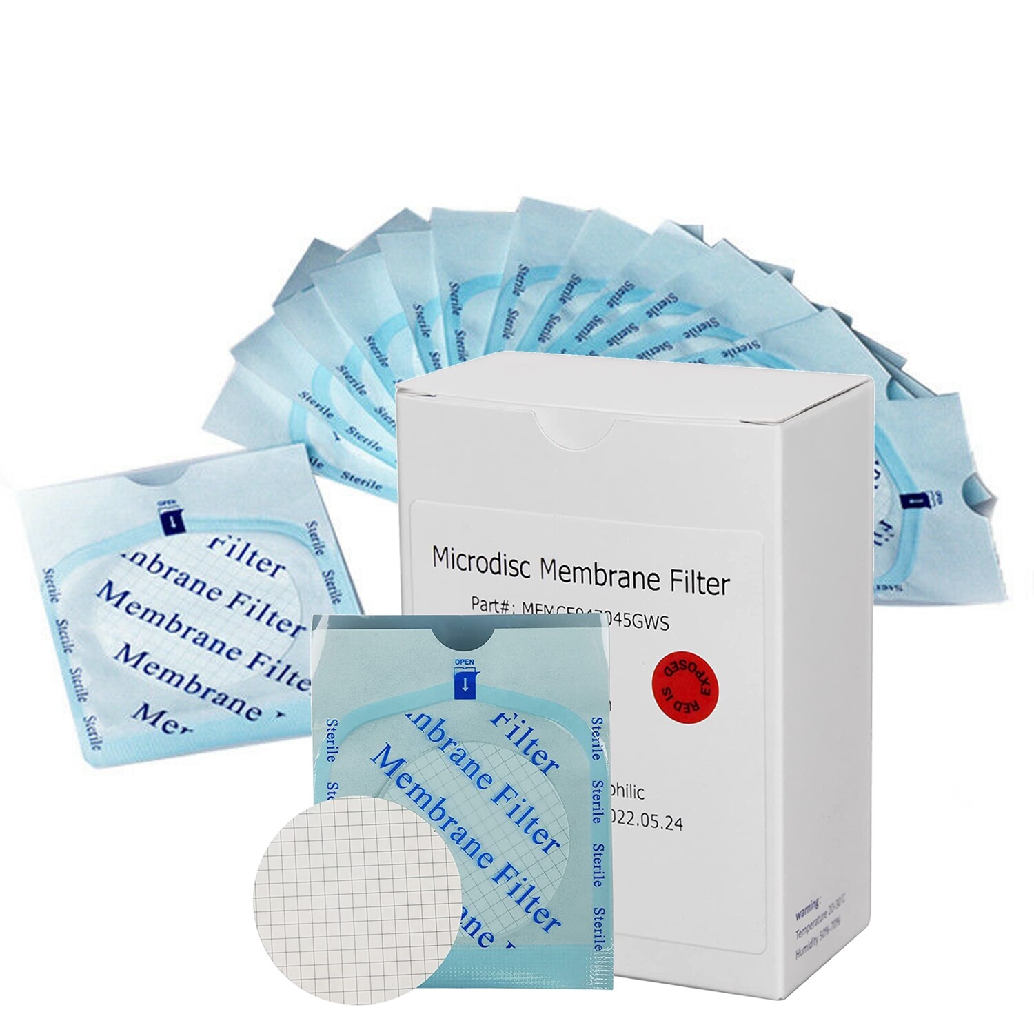 4000pcs 2mL Clear/Amber Vials Pre-slit 9-425 Caps, MCE Gridded Membrane Filters