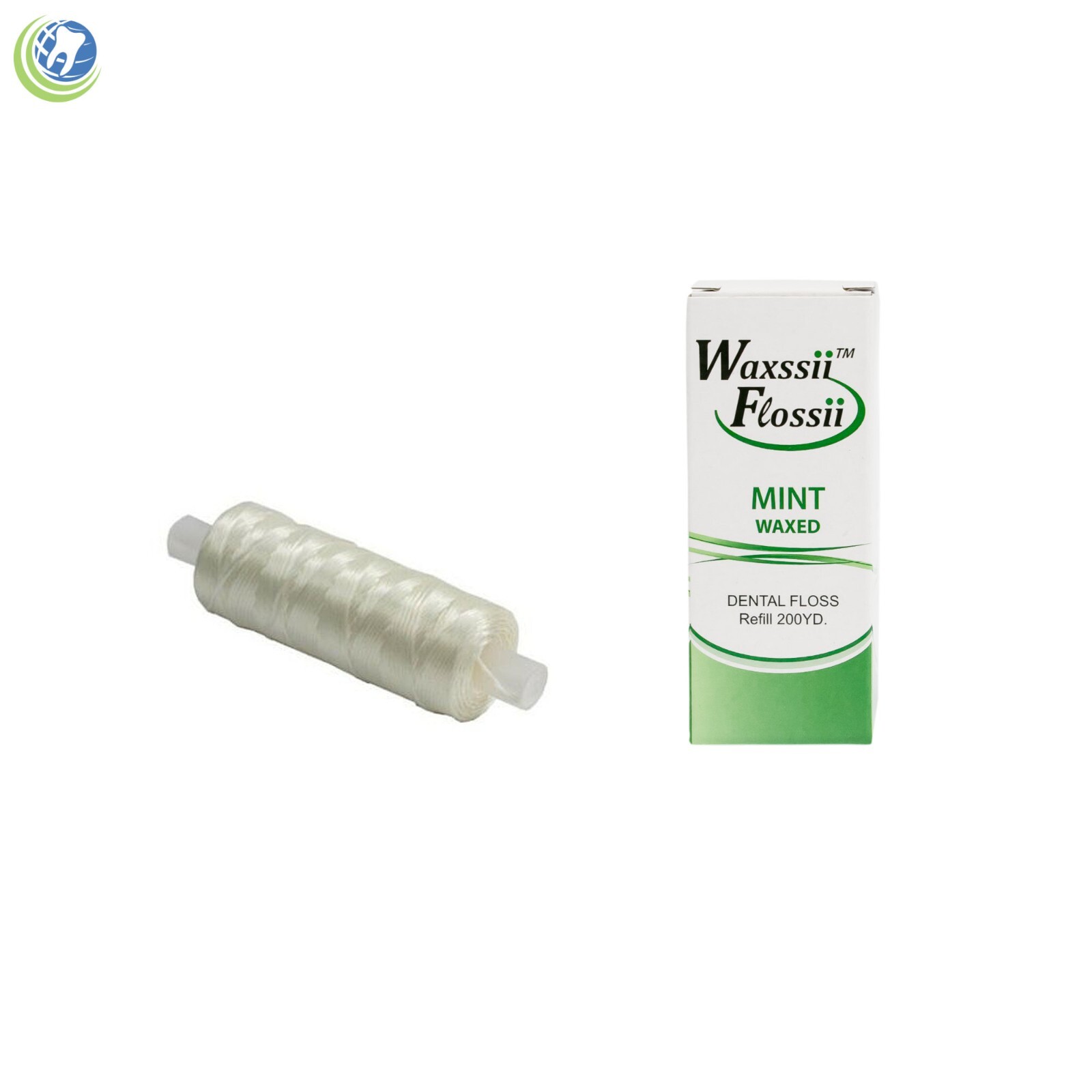 DENTAL PROFESSIONAL FLOSS DISPENSER & 2 WAXED MINT FLAVOR SPOOL REFILLS 200 YD.