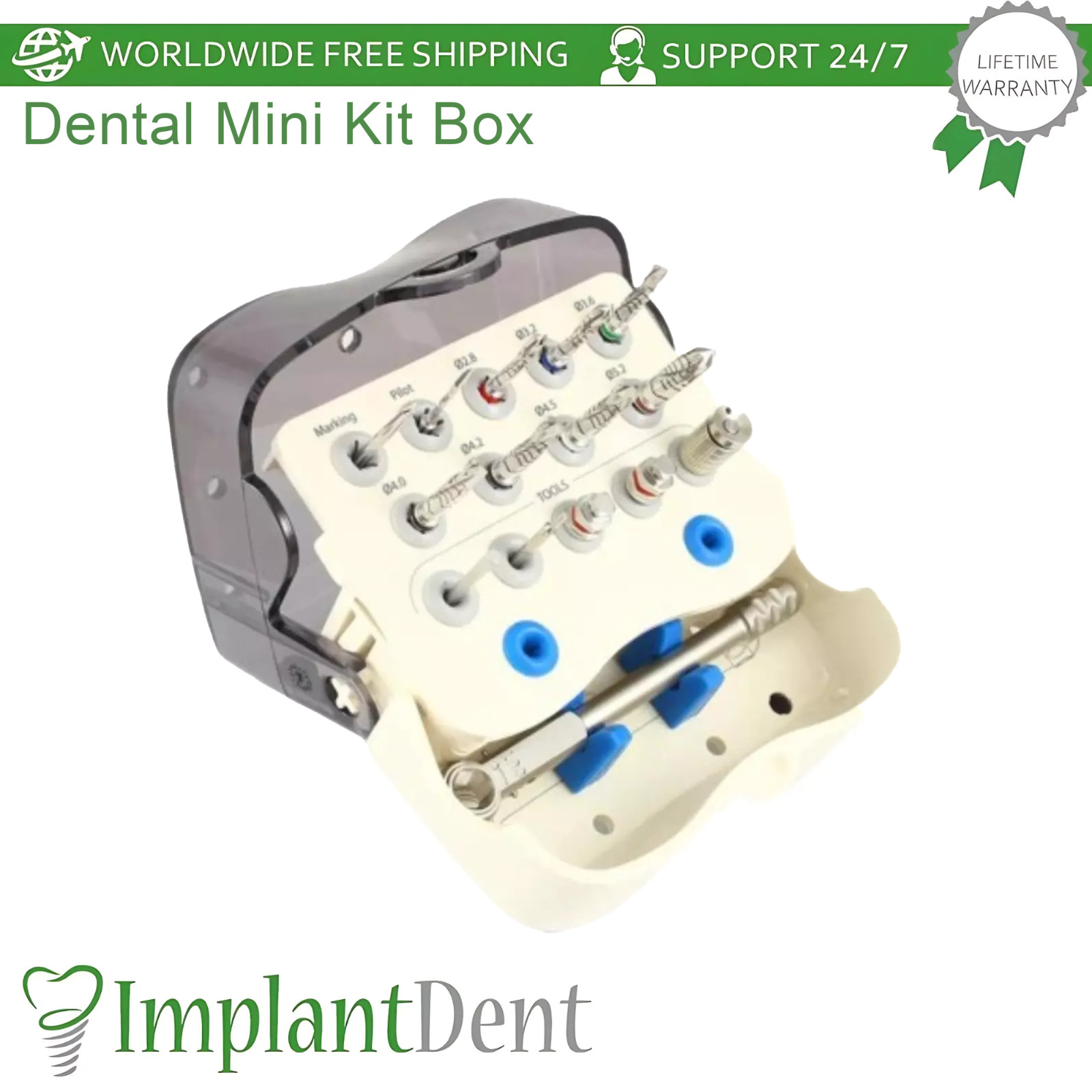 Dental Basic Mini Kit Box Conical Connection Plastic Stainless Steel Lab Tool