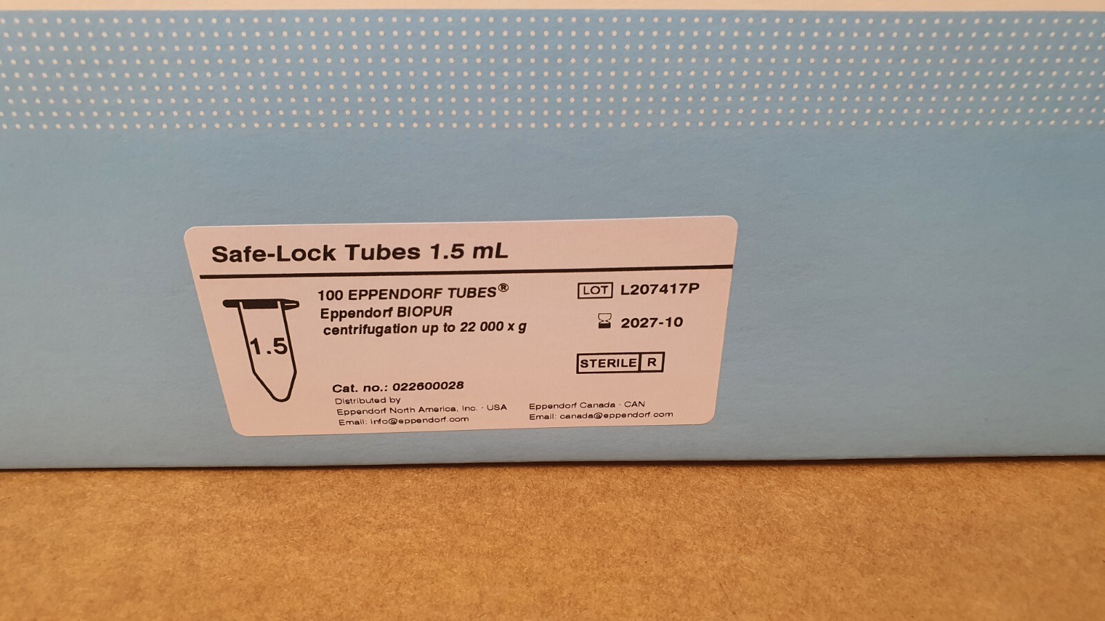 Eppendorf Self-Lock Tubes 1.5 mL. Sterile, Individually Wrapped