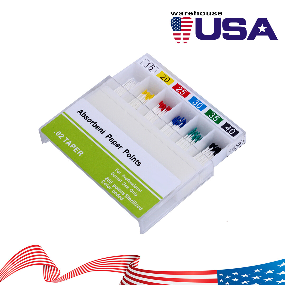 10X puntas papel absorbente de raíz endodóntica Dental puntas 0,02 Taper 15#-40#
