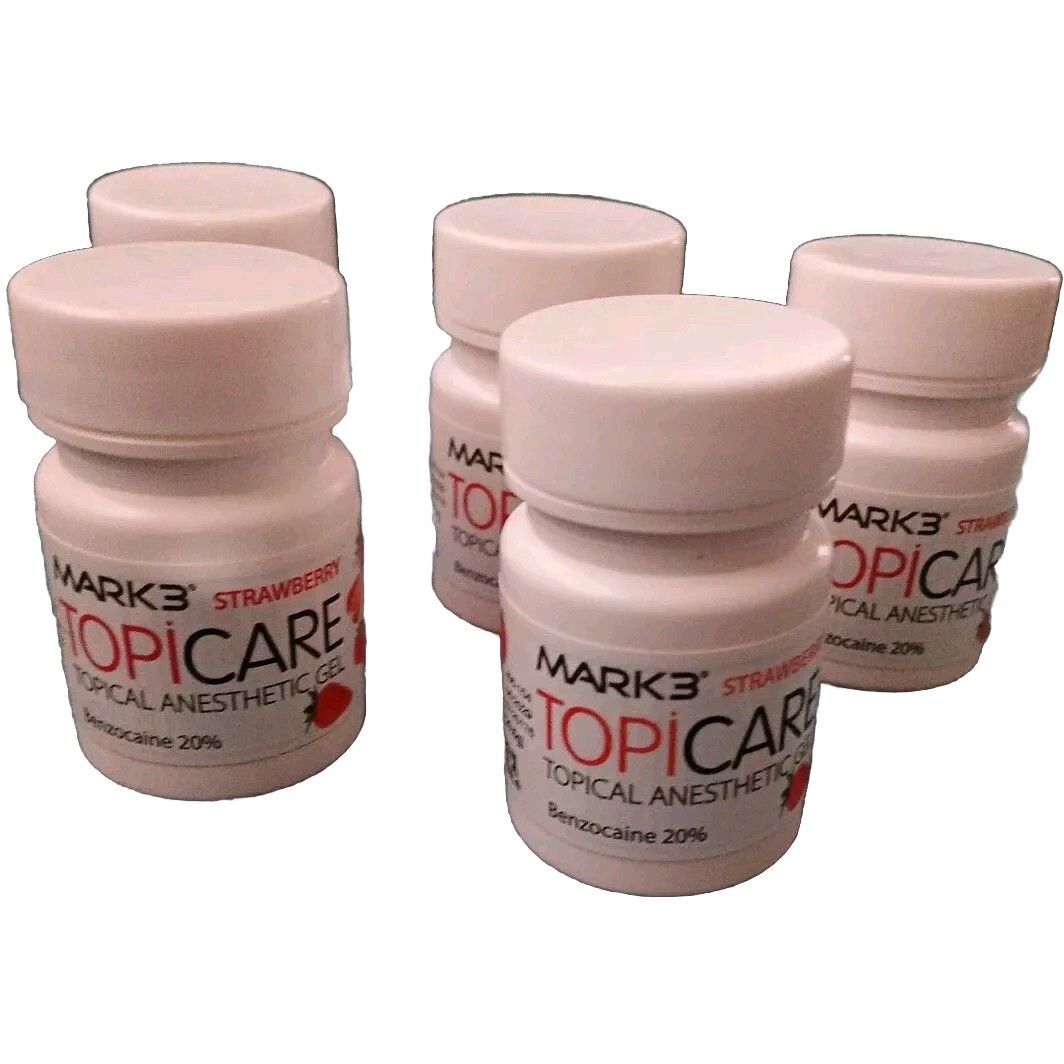 TopiCare Dental Topical Anesthetic Gel 20% Benzocaine 1oz Jars (5 Jars)