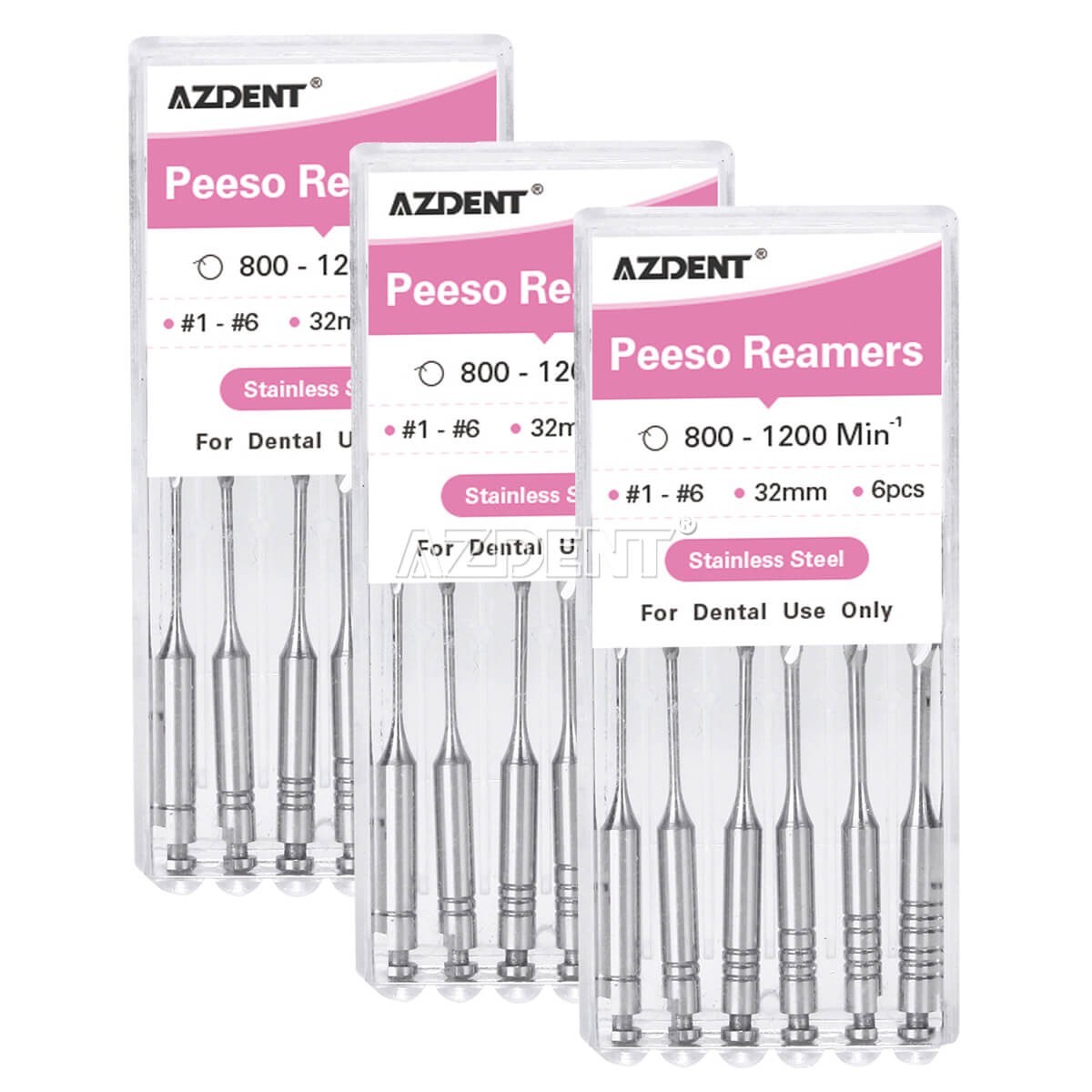 12Pc Dental Peeso Reamers Stainless Steel 32mm #1-6 For Root Canal Eododontic