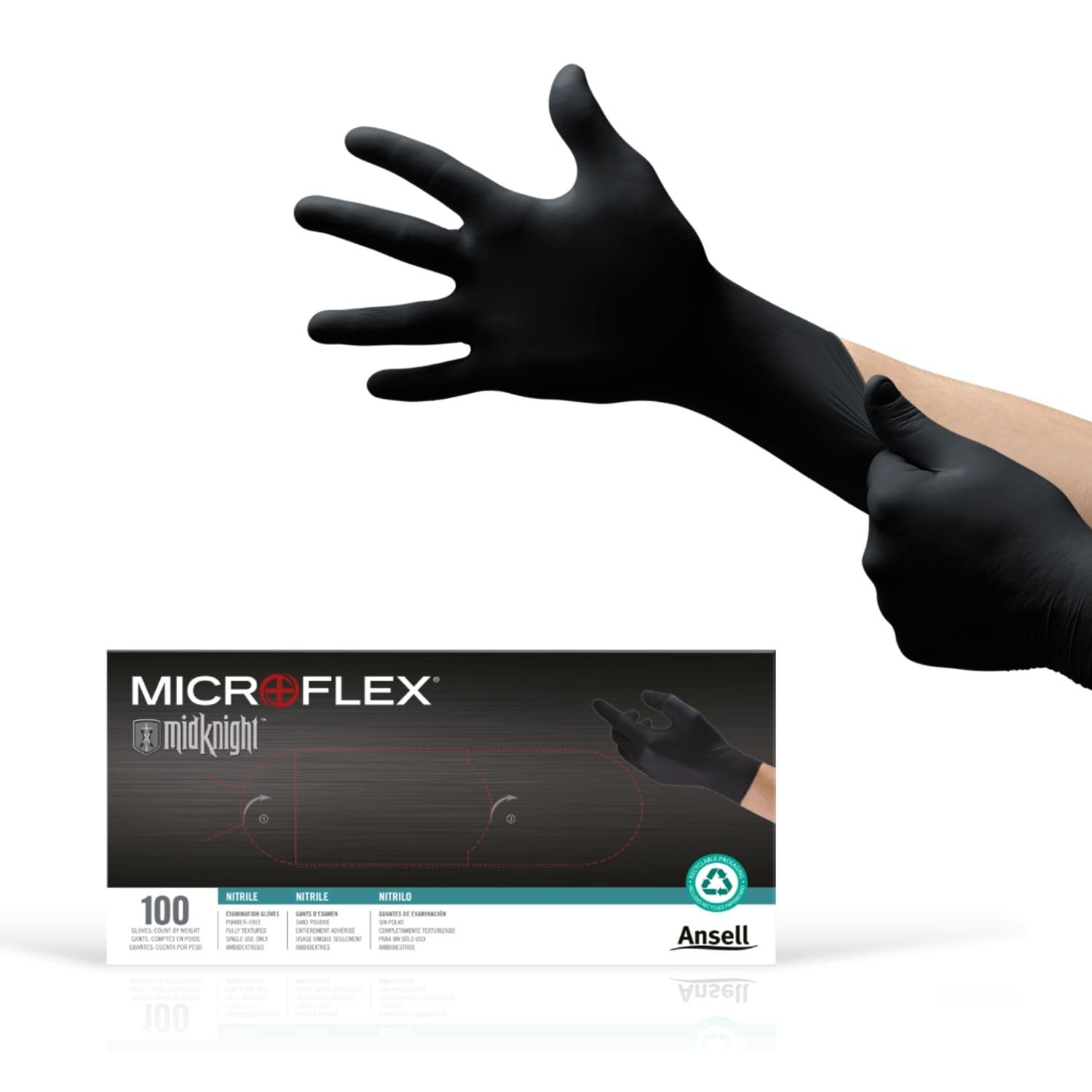 MICROFLEX MidKnight MK-296 Disposable Nitrile Gloves for Automotive w/Full Te…