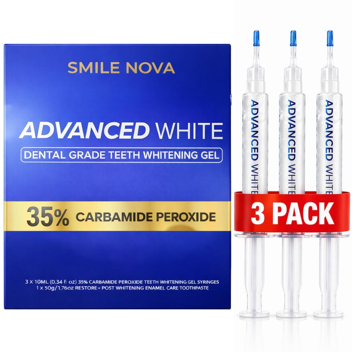 Advanced White Teeth Whitening Gel Refill Pack – 60 1 Count (Pack of 4), Blue