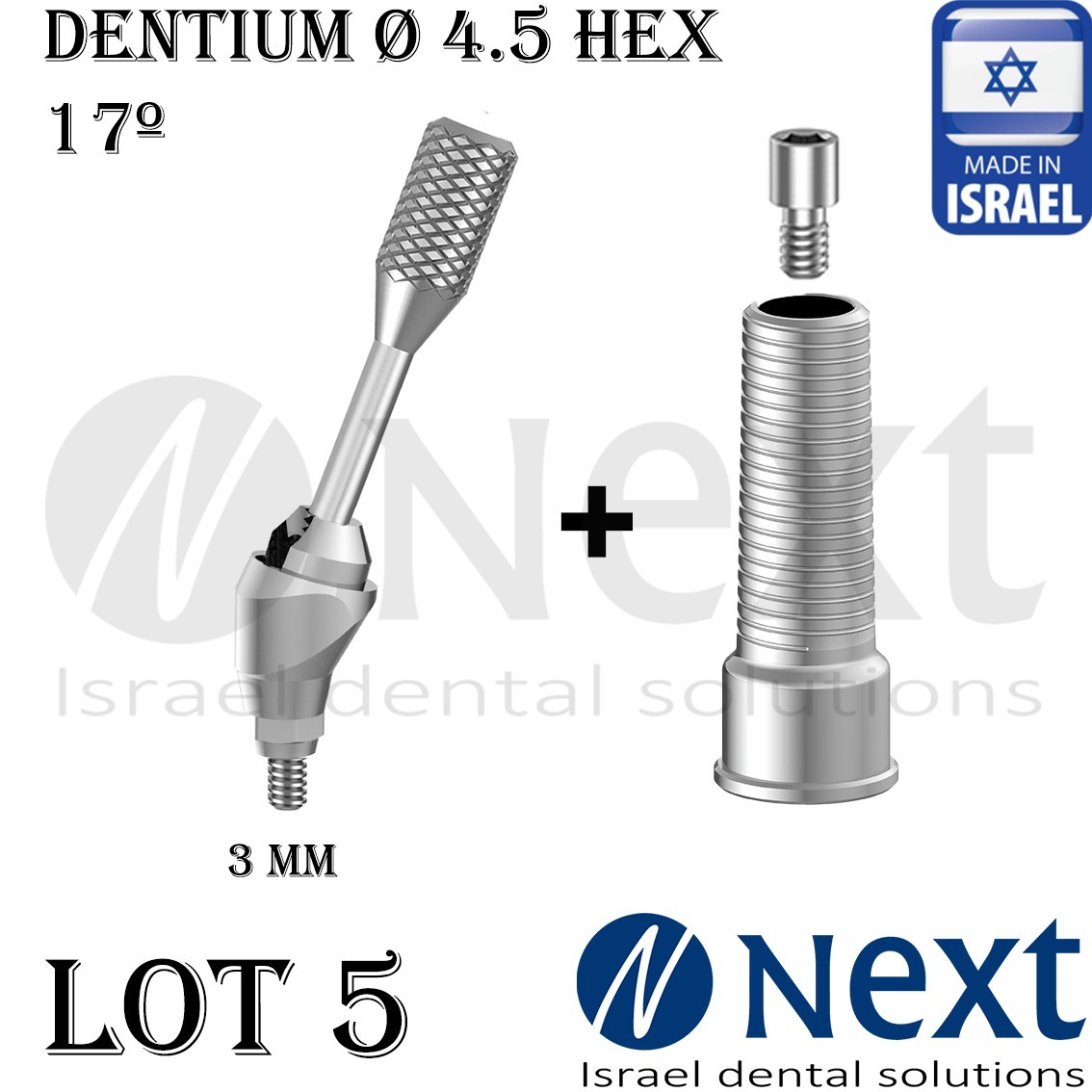 Lot x 5 Multi Unit set 17° Implantium Fit titanium sleeve 3 mm