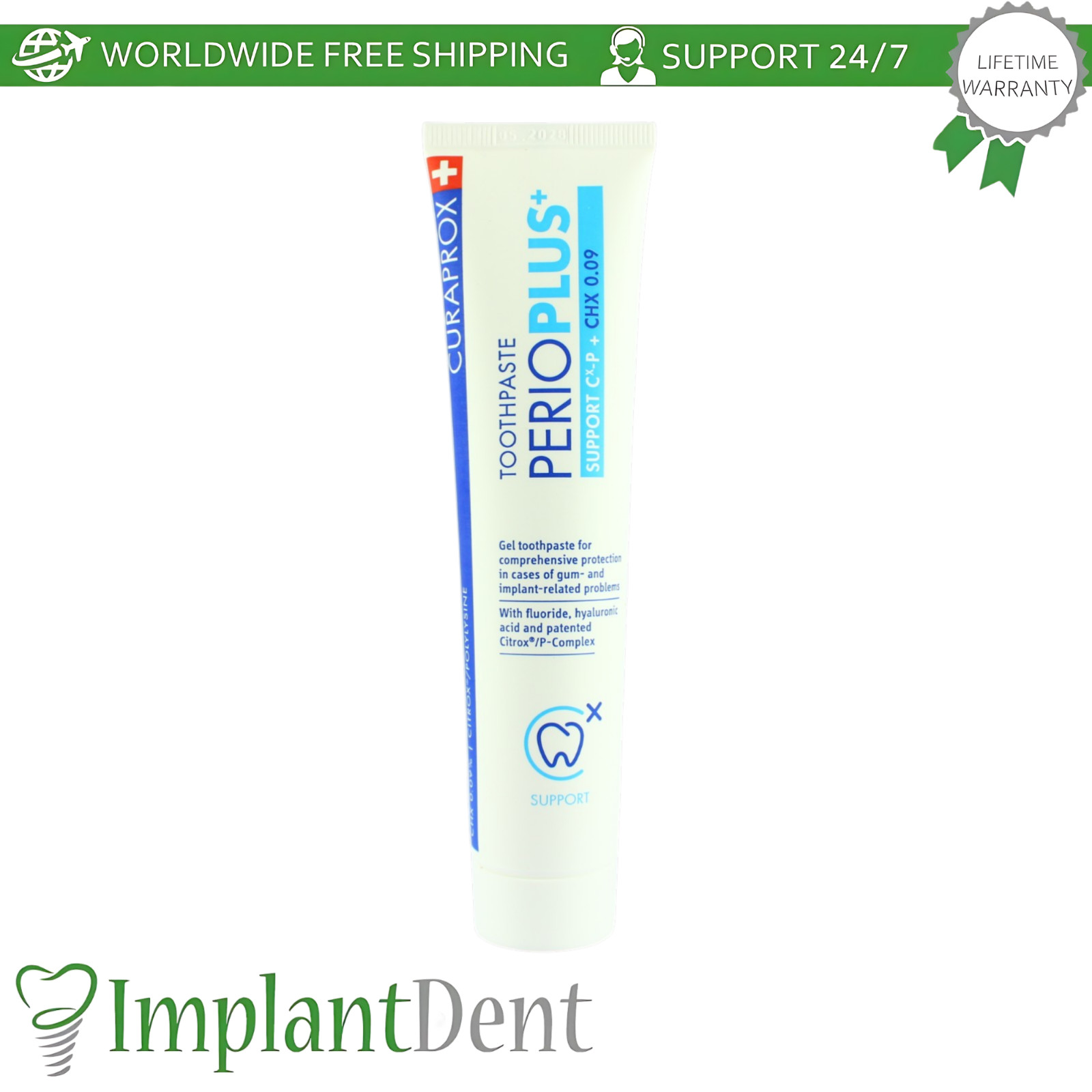 Dental Toothpaste 75ml Perio Plus CHX 0.09% Targeted Oral Care Routine Curaprox