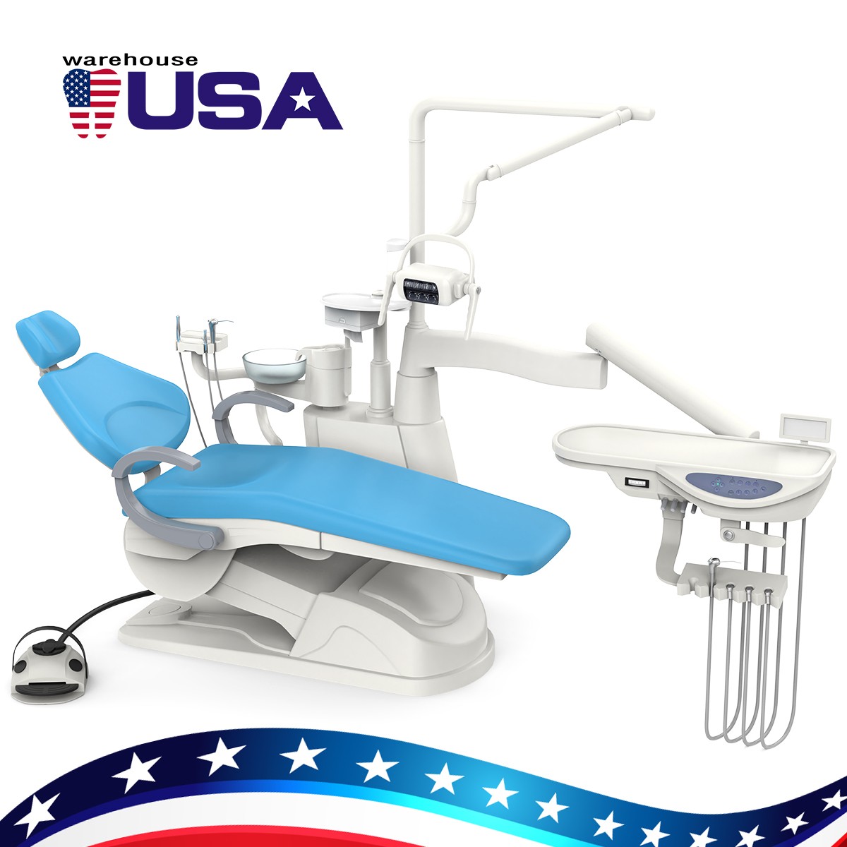 AZDENT Dental Chair Unit Computer Controlled DC Motor Stool Kit +Stool Kits FDA