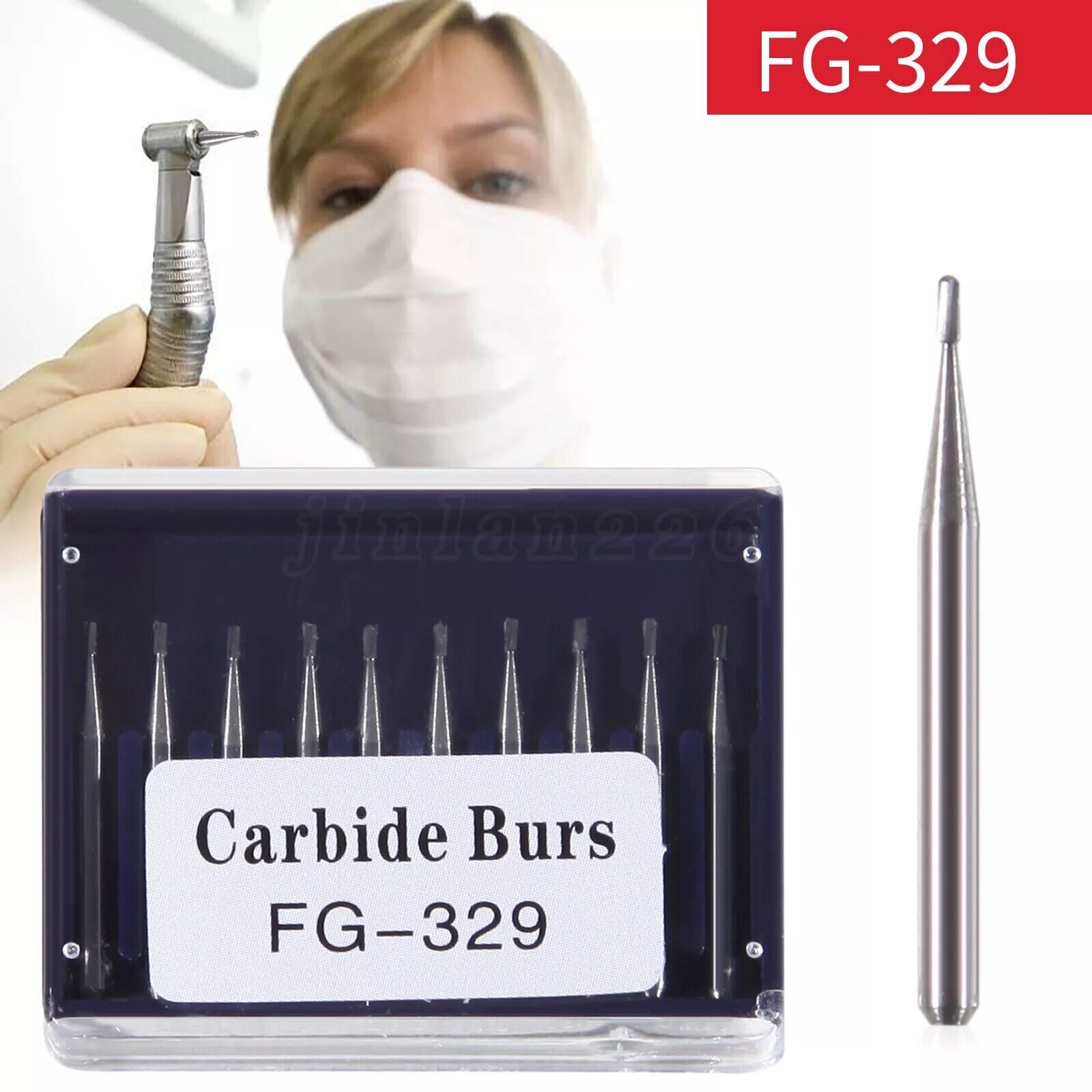 Dental Carbide Burs FG-329 Pear Burs for High Speed Handpiece 19mm 50pcs USA