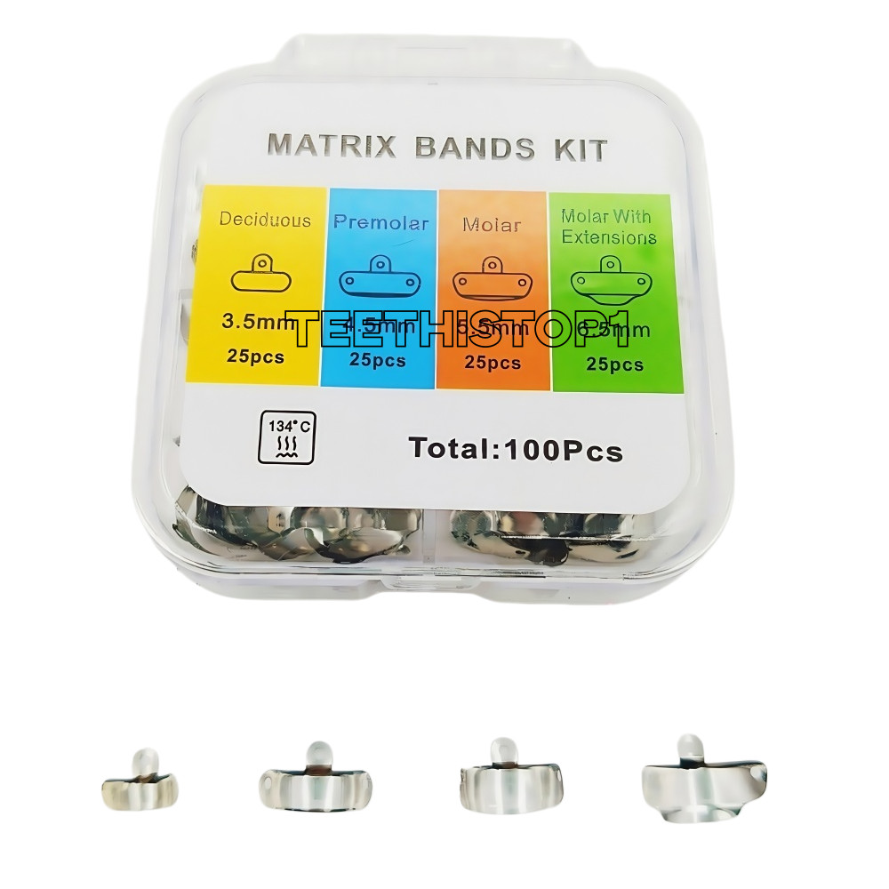 100Pcs/Box Dental Matrix Bands Mixed Size 3.5mm-6.5mm Fit Palodent V3 System