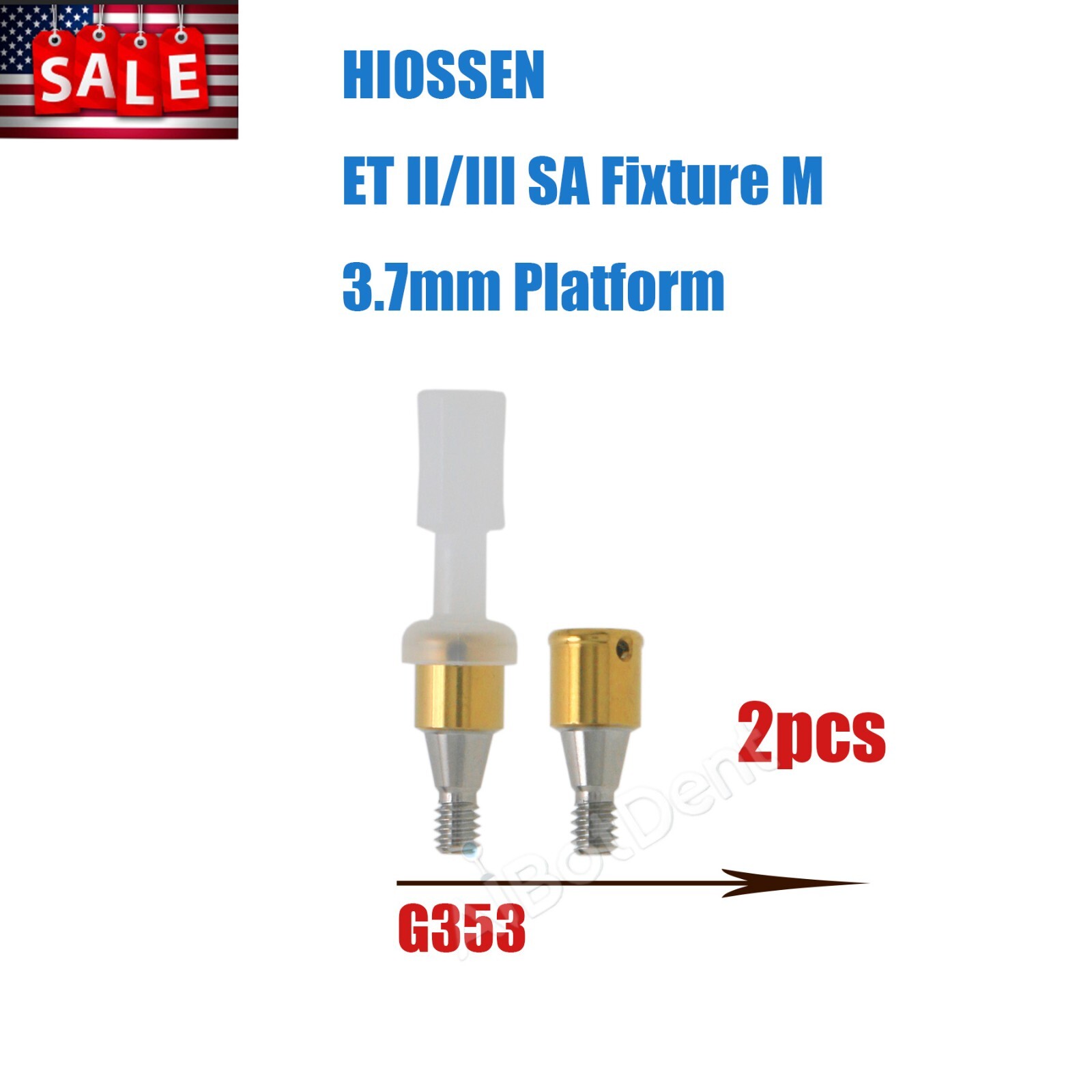 US Dental Hiossen ET I/II Mini Implant Abutment Set 1-6mm, PEEK Caps 1-5PCS Kit