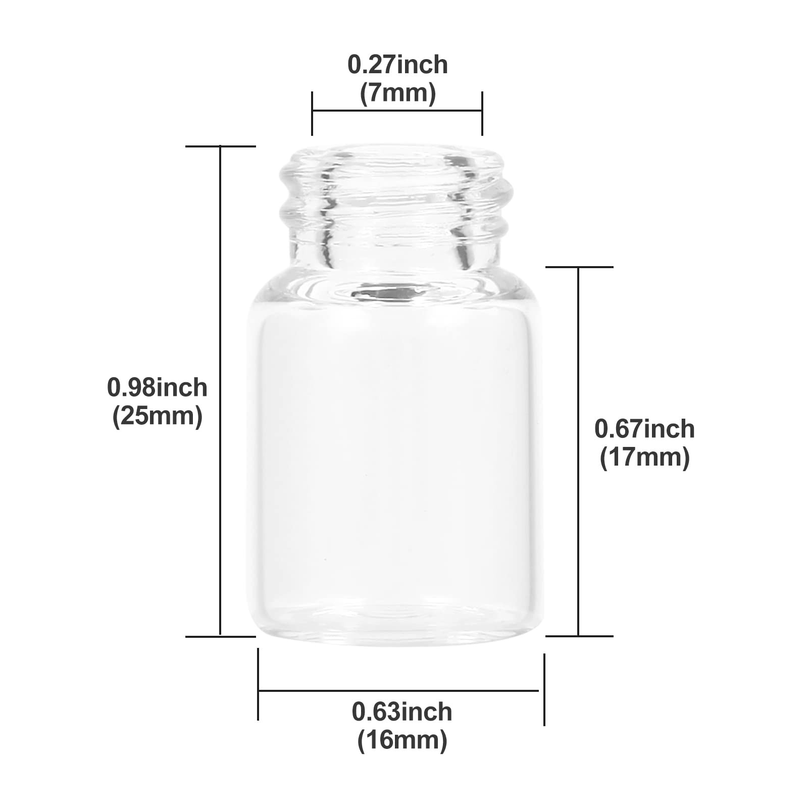 2ml Clear Glass Vials with Screw Caps Plastic Insert Small Bottles Set