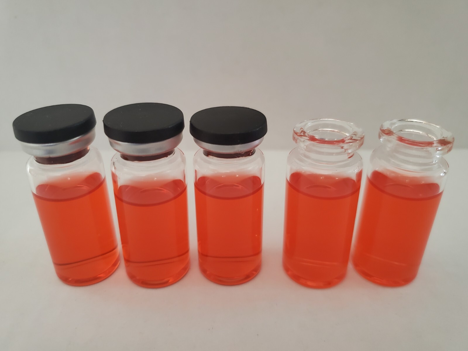 1200PCSLab 10ml Tall Clear Vials with Beveled Edg+1200, 20mm Black Flip tops F1
