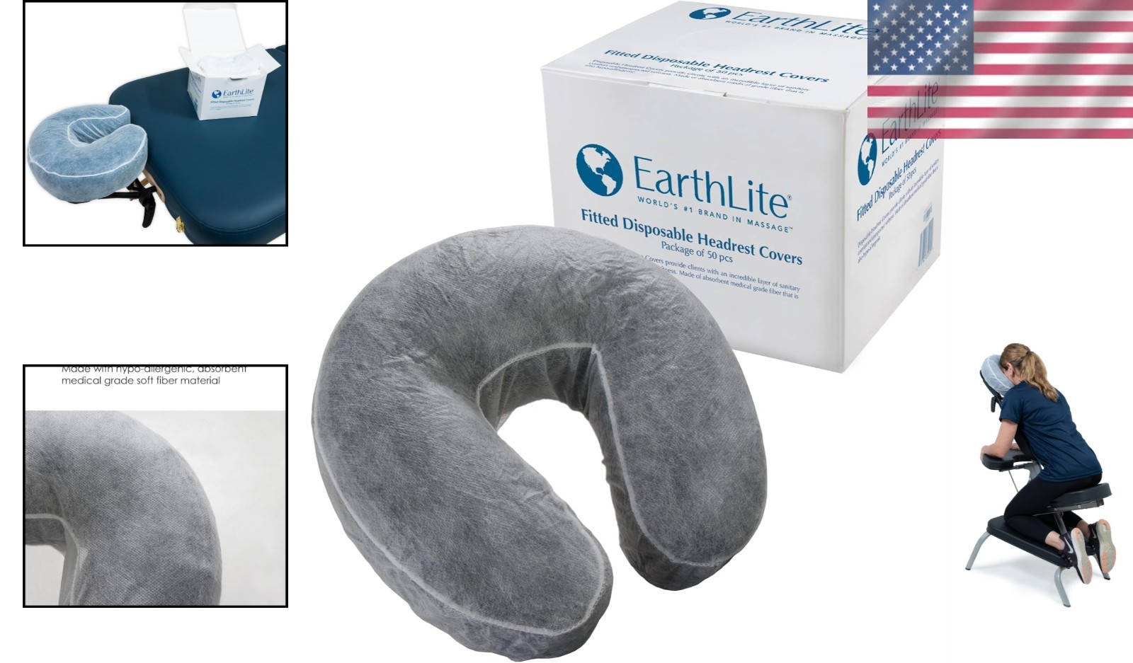 EarthLite Fitted Disposable Face Cradle Covers – 50-Count Hypoallergenic Comfort