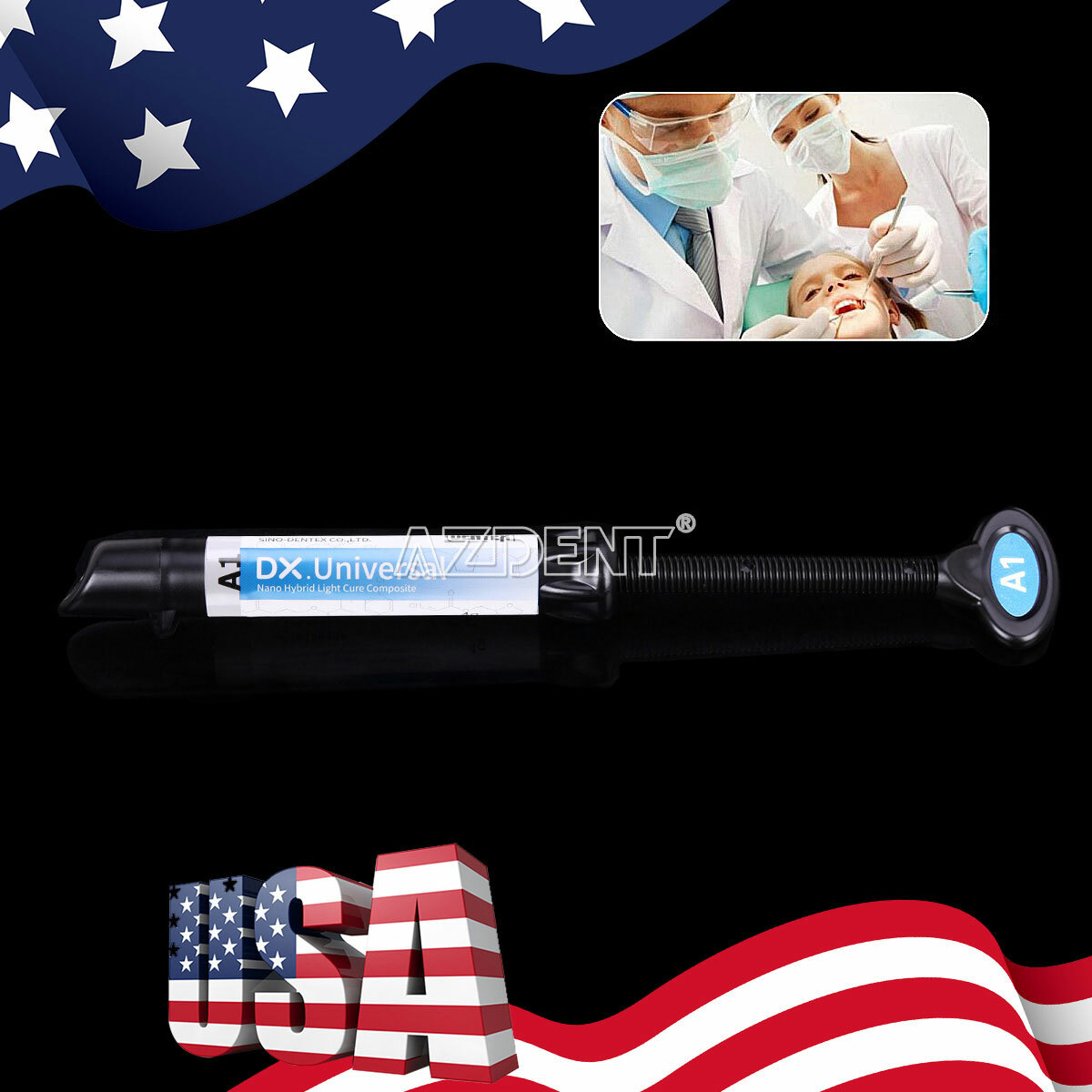 DENTEX Dental Syringe Universal Composite Light Curing Resin Refill Shade A1