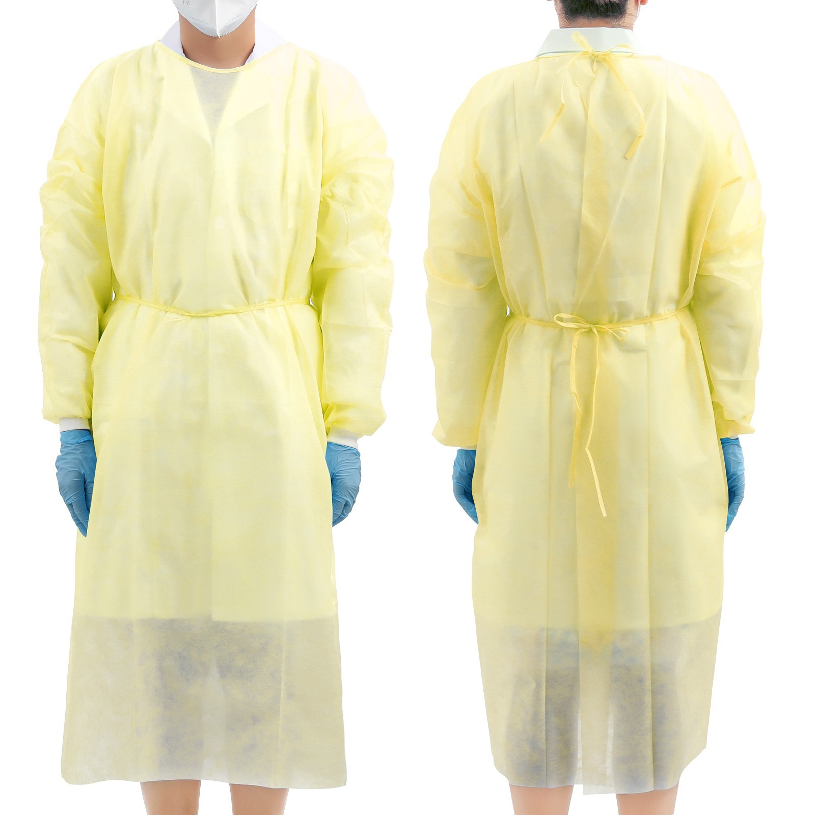 Dental Disposable Isolation Gowns Knit Cuff Long Sleeve Soft 120*140cm Yellow
