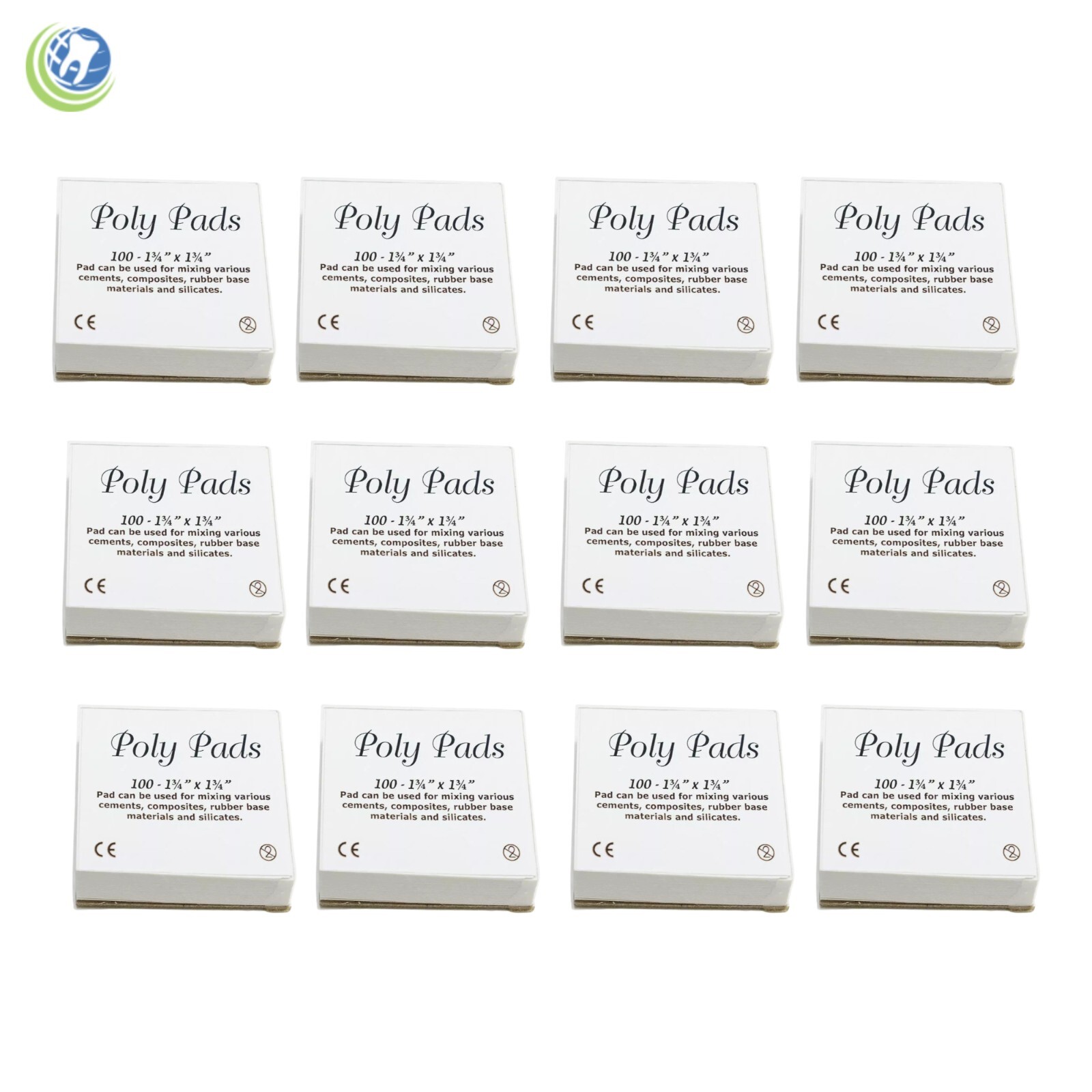 Dental Disposable Mixing Poly Pad 1 3/4″ x 1 3/4″ Pack of 12 (100 sheets/pad)