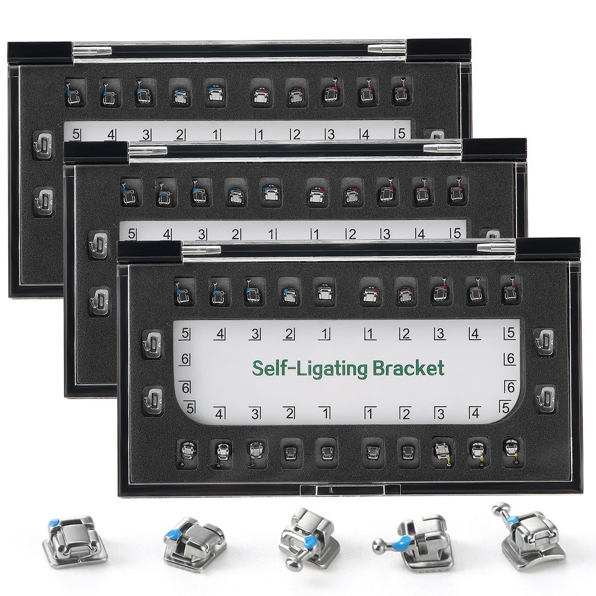AZ Dental Orthodontic Self-Ligating Brackets Roth 0.022 Hook 345+4pcs 1st Tubes