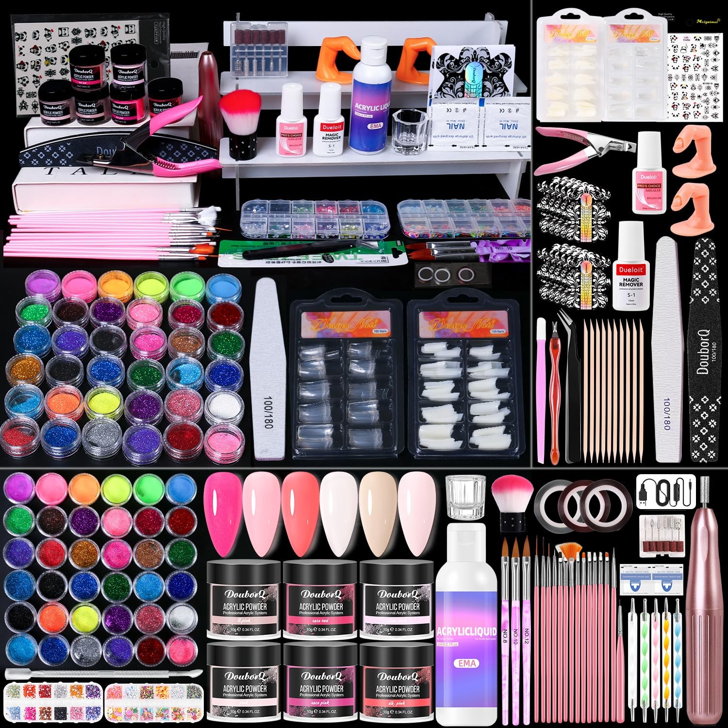 Ailaluo Acrylic Nail Kit For Beginners Everything- Acrylic Nail Kit Drill Lamp