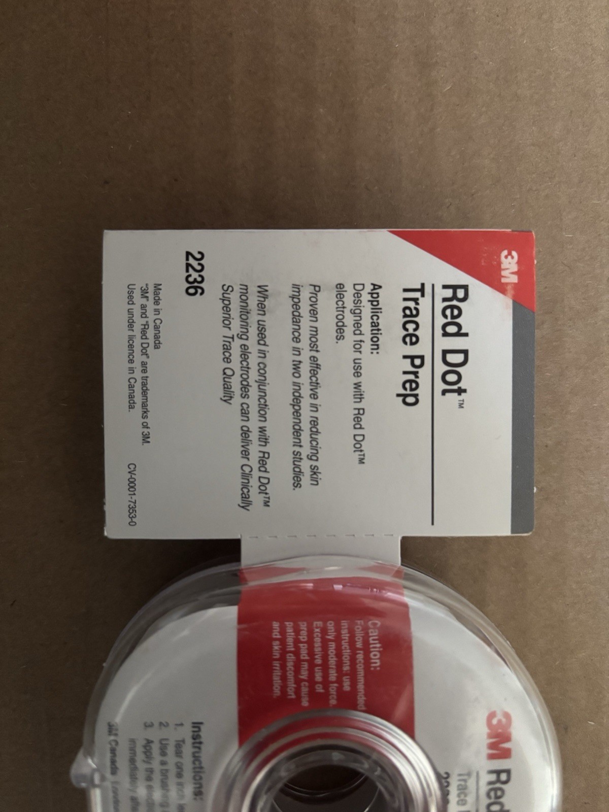 3M Red Dot Trace Prep 2236 Abrasive Tape Roll with Dispenser 18mm x 5m