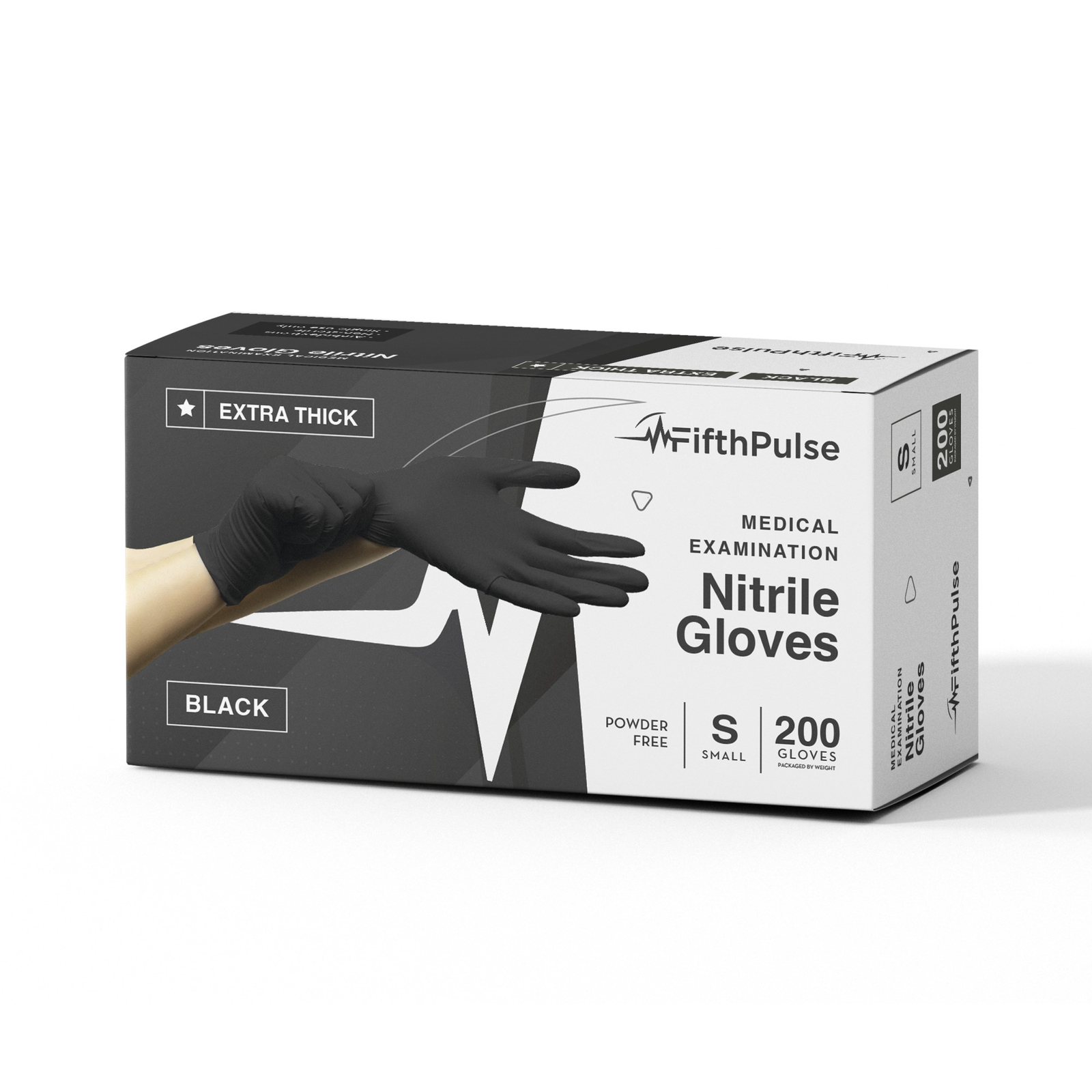 Fifth Pulse Nitrile Exam Latex & Powder Free THICK Gloves – Black – 200 pks (S)