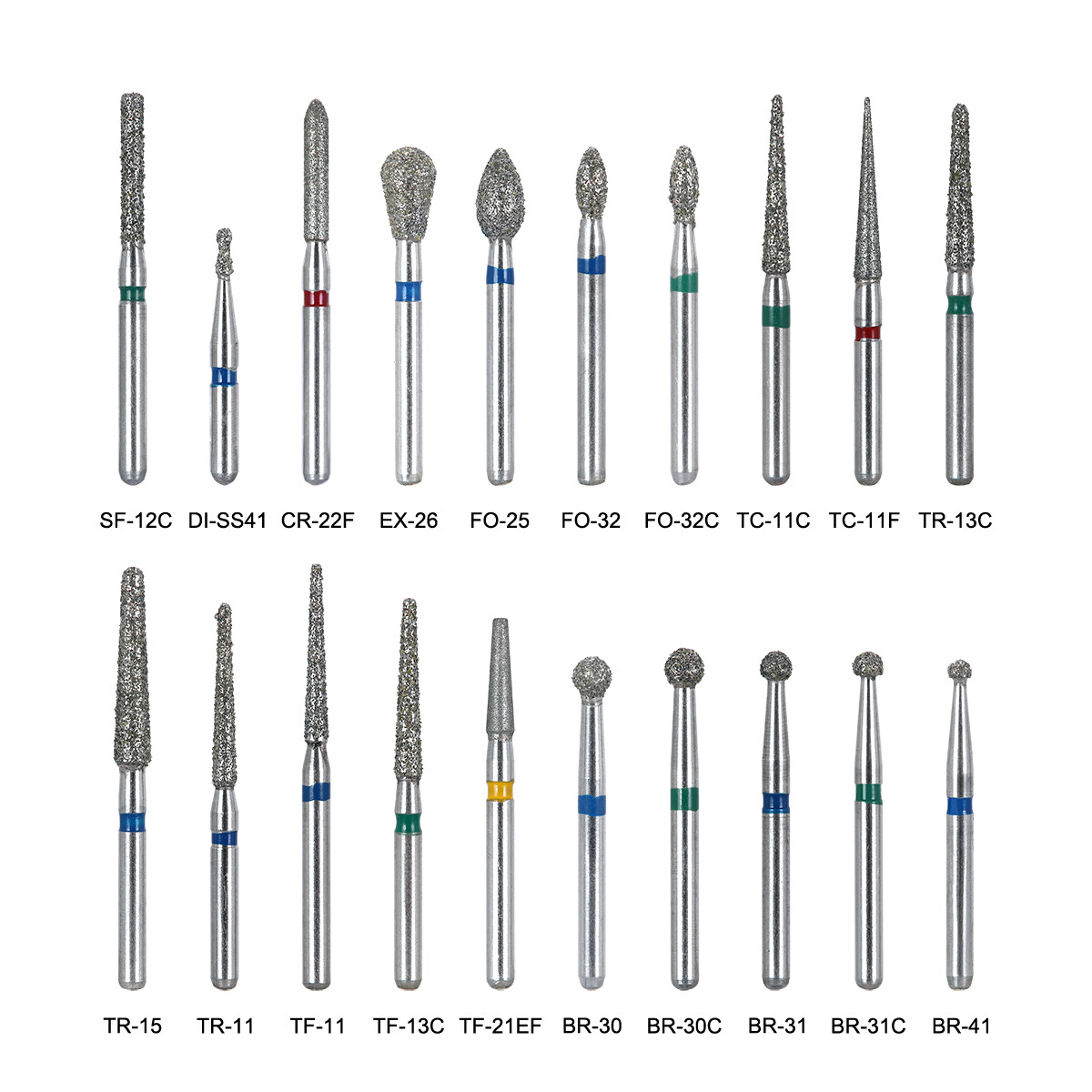 100pcs Dental Diamond Burs for High Speed Handpiece Medium FG 1.6mm AZDENT