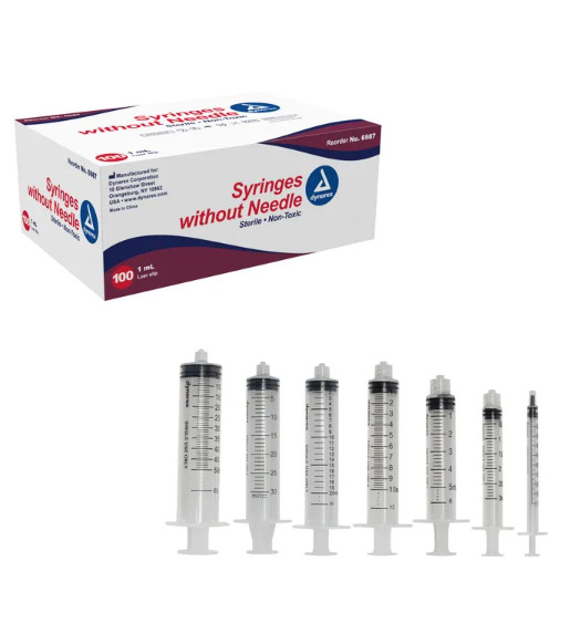 Dynarex 1ml (1cc) Luer Slip Syringe, Sterile, Individually Packed, 100/Box