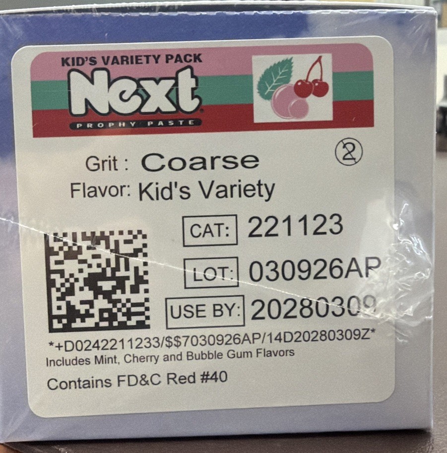 Next 221123 Prophy Paste Kids Variety Coarse 200/Bx 03/09/2023 Sealed