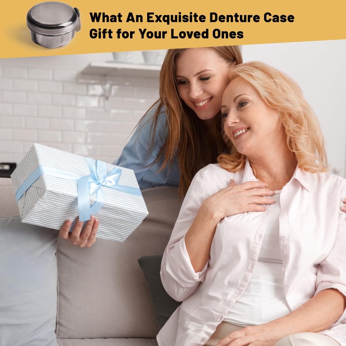 Mckkor Leak Proof Portable Denture Bath Case Transparent Blue