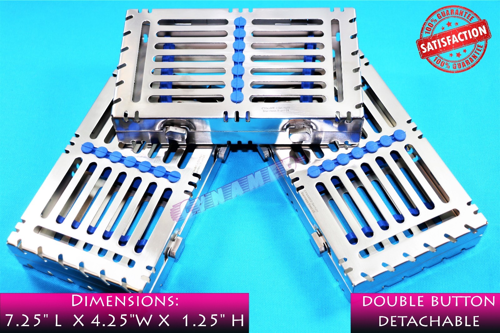 STERILIZING TRAY BOX DETACHABLE + 2 BUTTONS FOR 7 INSTRUMENTS MEDICAL PREMIUM