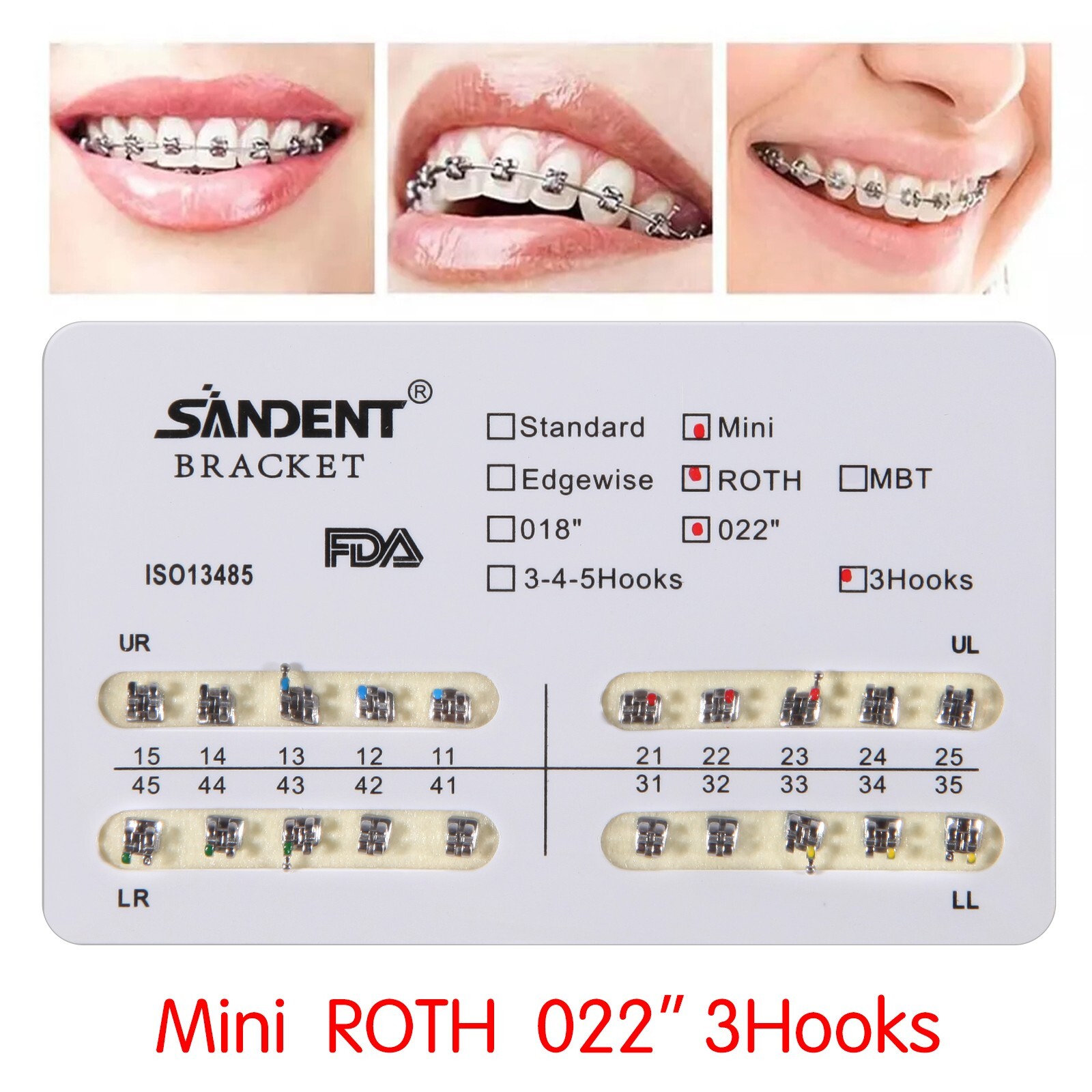 10 Packs USA Dental Orthodontics Brackets Braces Mini Roth 022″Slot 3 Hooks