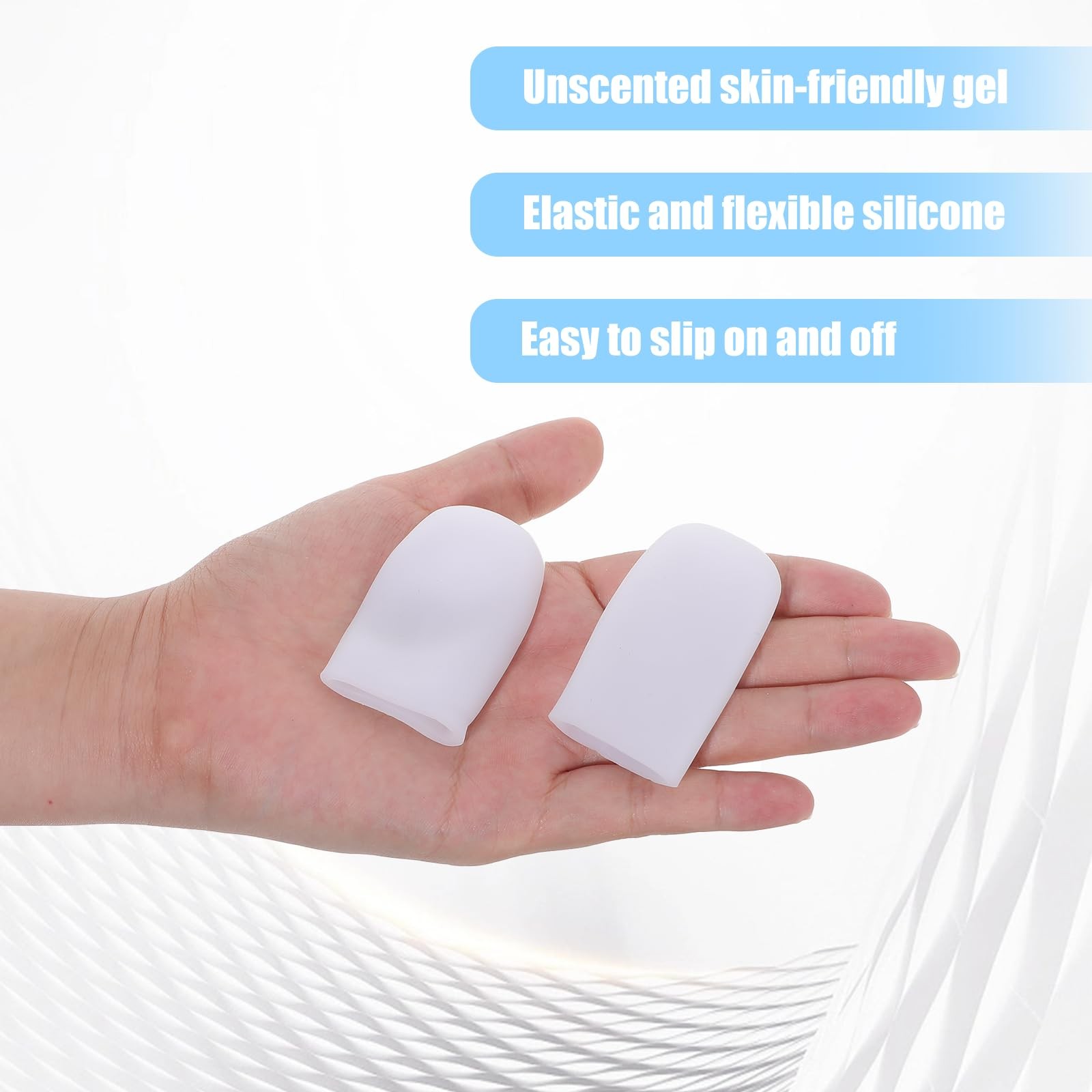10 Pack Extra Large Silicone Toe Cap and Protector for Big Toe, Large, White