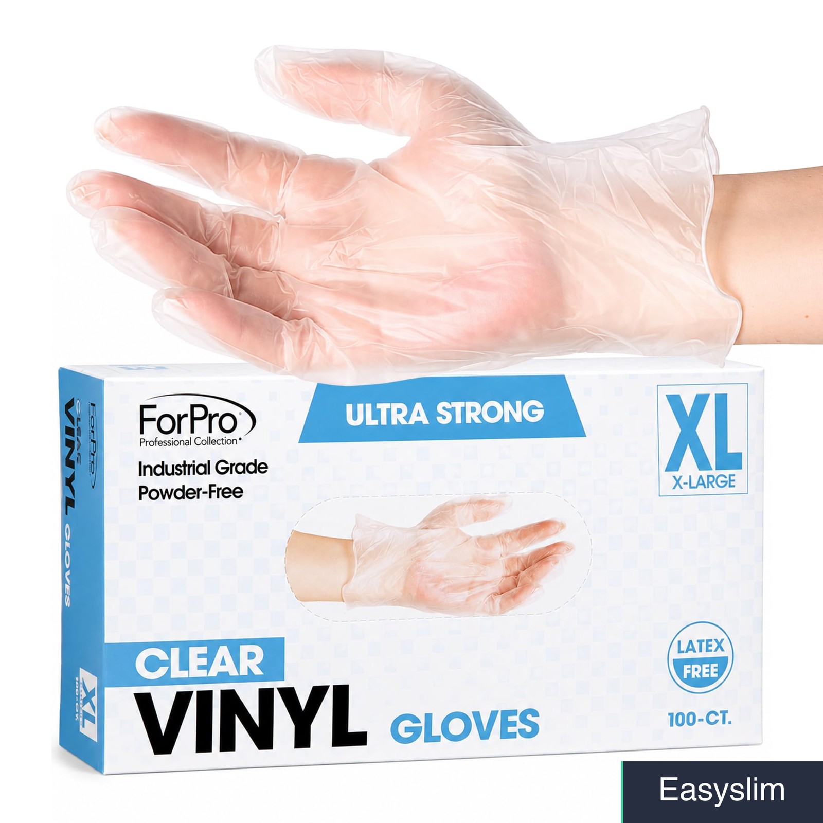 Disposable Vinyl Gloves X-Large Clear Powder-Free Latex-Free 100-Count