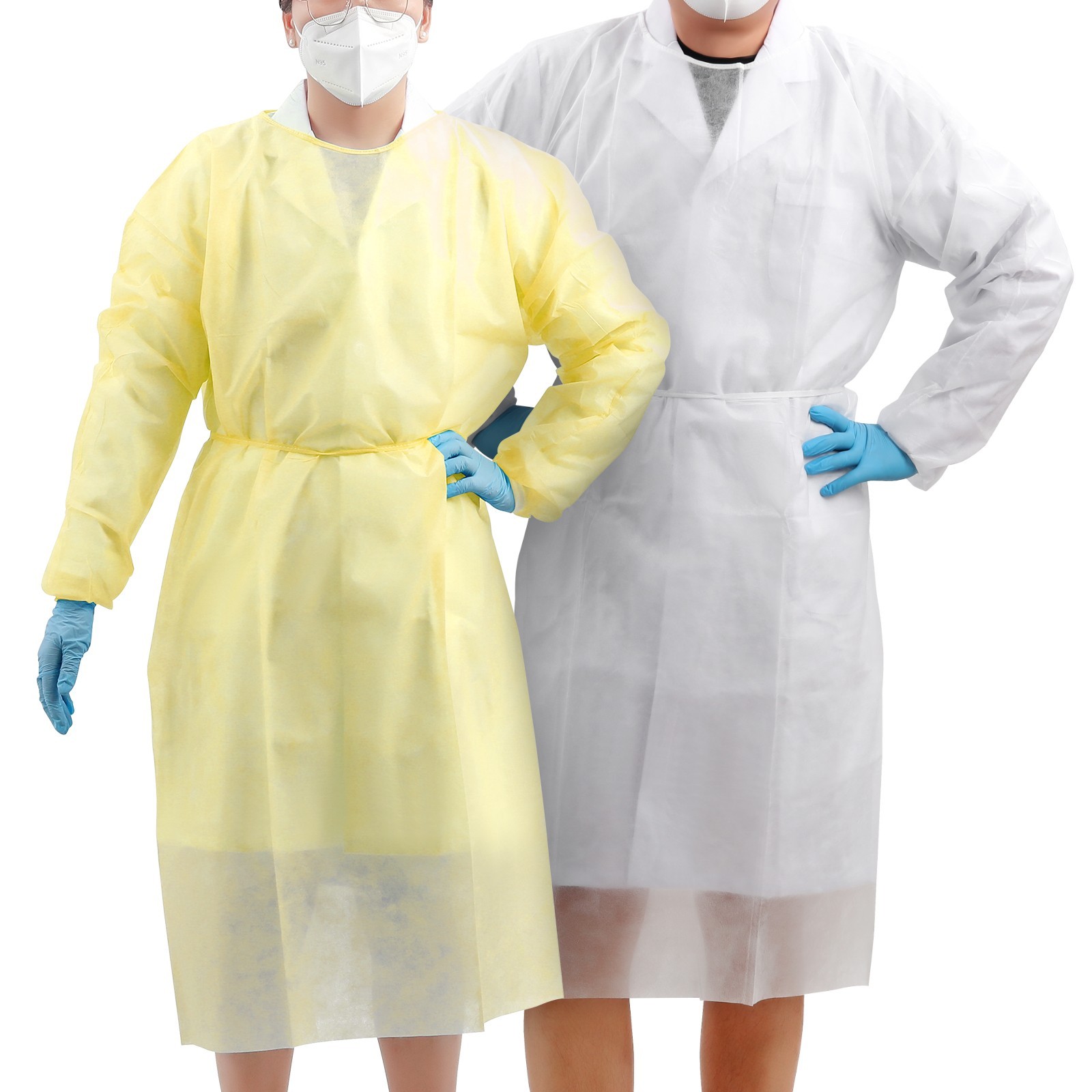 Dental Disposable Isolation Gowns Knit Cuff Long Sleeve Soft 120*140cm Yellow