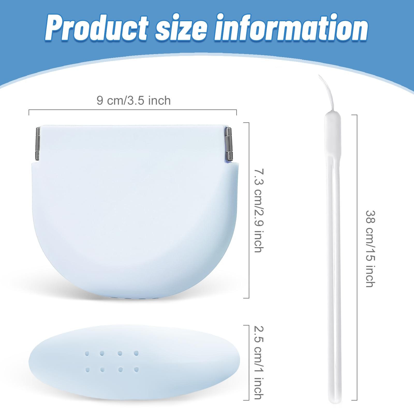 Silicone Retainer Denture 3.54 × 2.95 × 0.98 inches / 9 × 7.5 × 2.5 cm, Blue