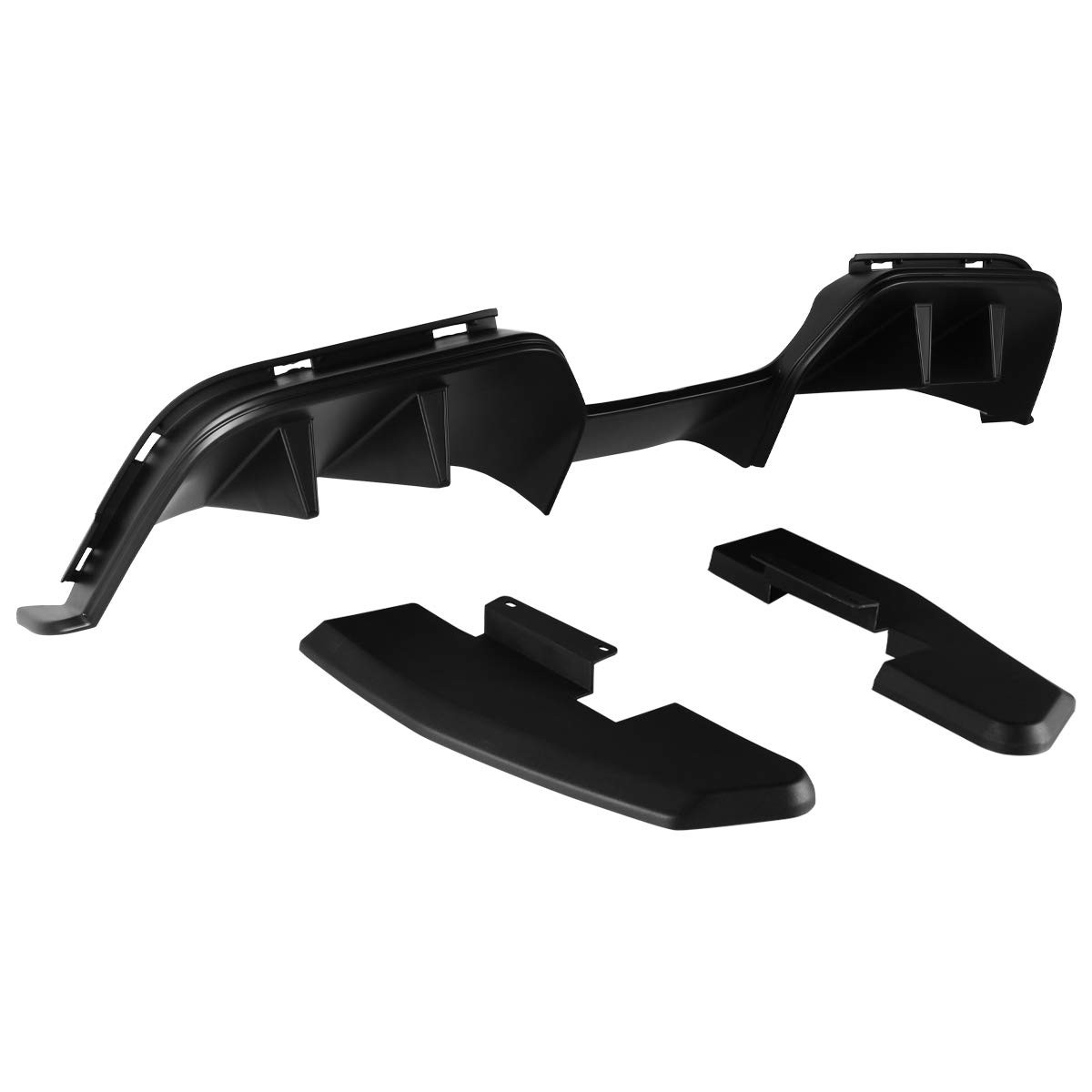 Fits 15-17 Mustang R Style Black Rear Bumper Diffuser Lip+Side Valance Panel