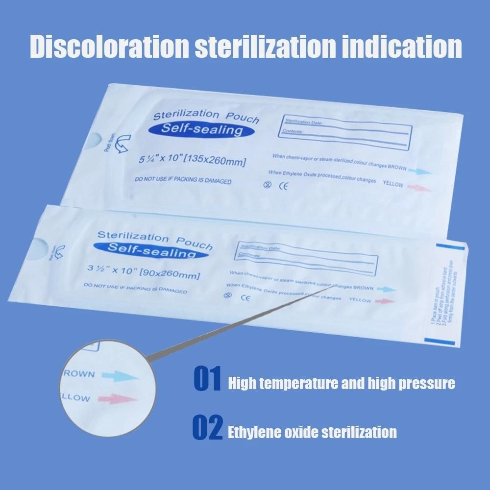 100/20pcs Self-sealing Sterilization Pouches Bags 7 Sizes Medical-grade Bag Disp