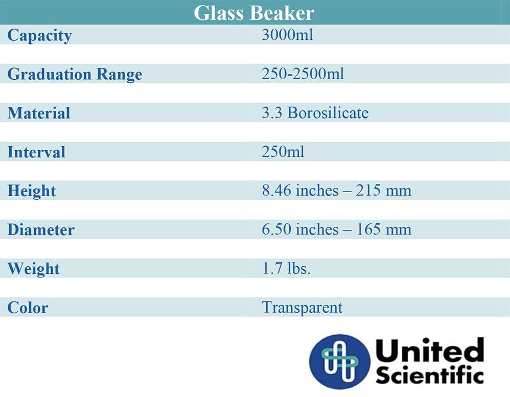 3000Ml Borosilicate Glass Beaker High Temperature Resistance Lab Supply
