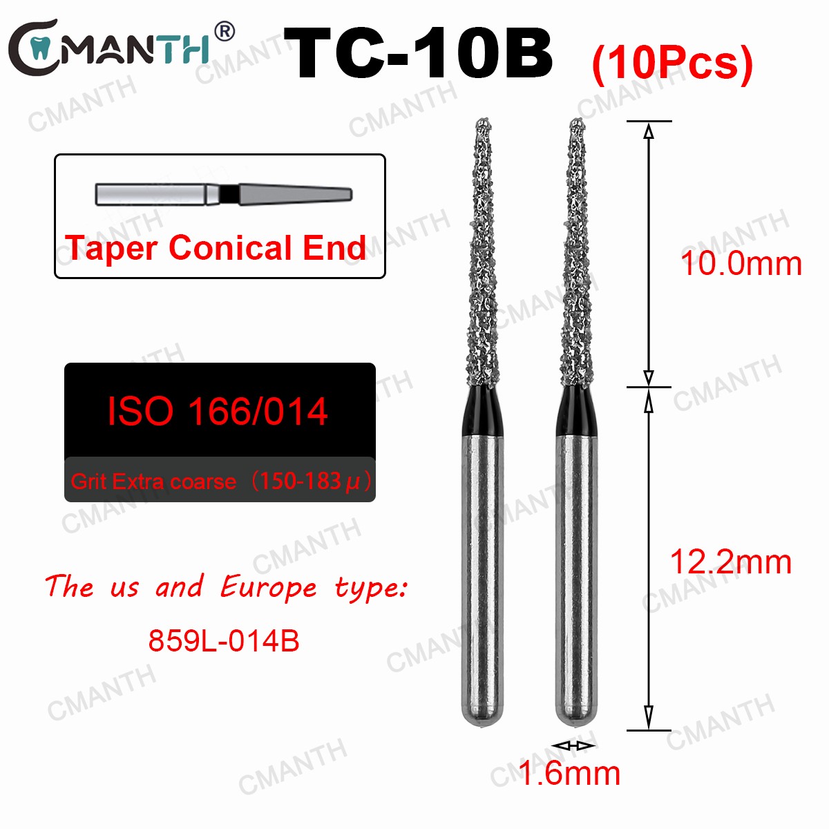 MultiUse Dental FG Diamond Burs Coarse Grit TC Taper Conical End For High Speed