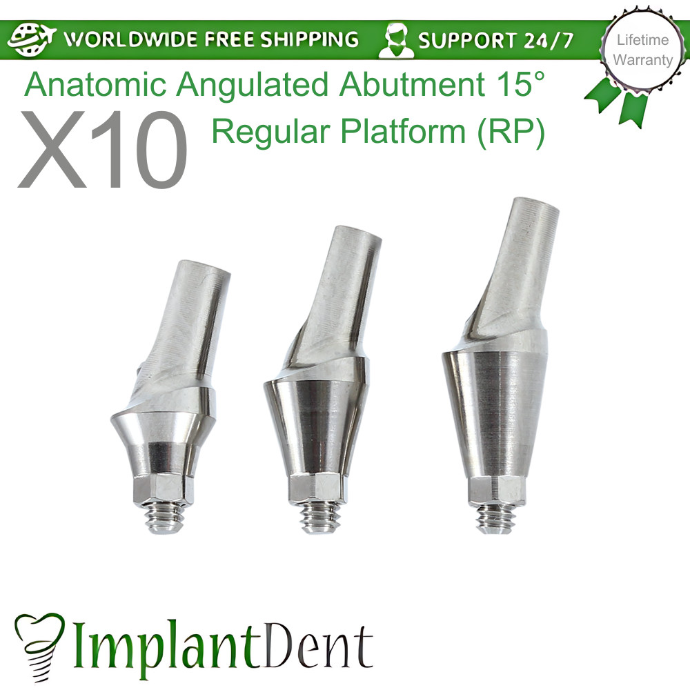 10x Anatomic Angulated Dental Prosthetics 15° Regular Platform (RP) Conical Hex