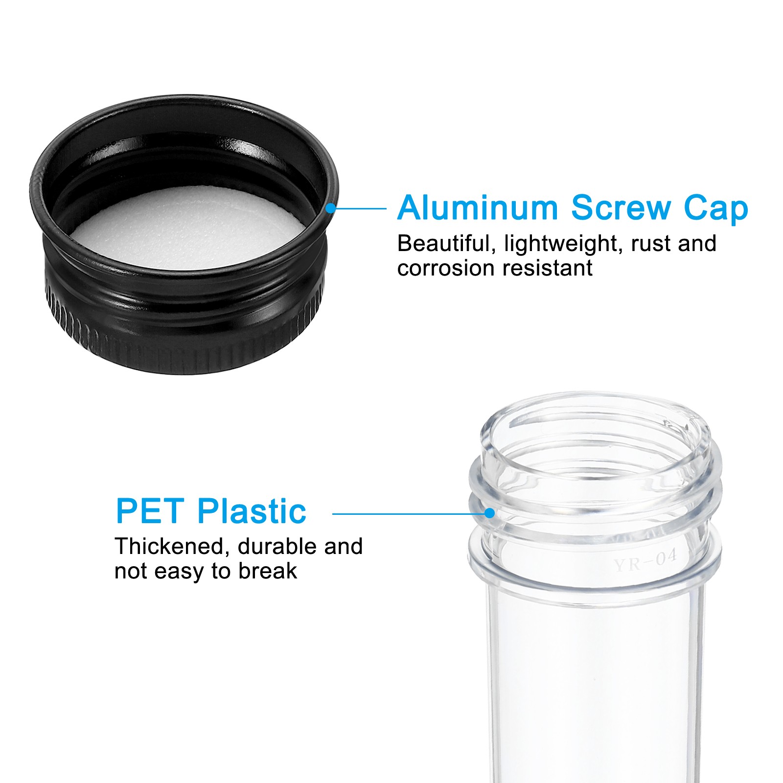 6Pack 30ml Plastic Test Tubes with Screw Caps 109x27mm Tubes Black