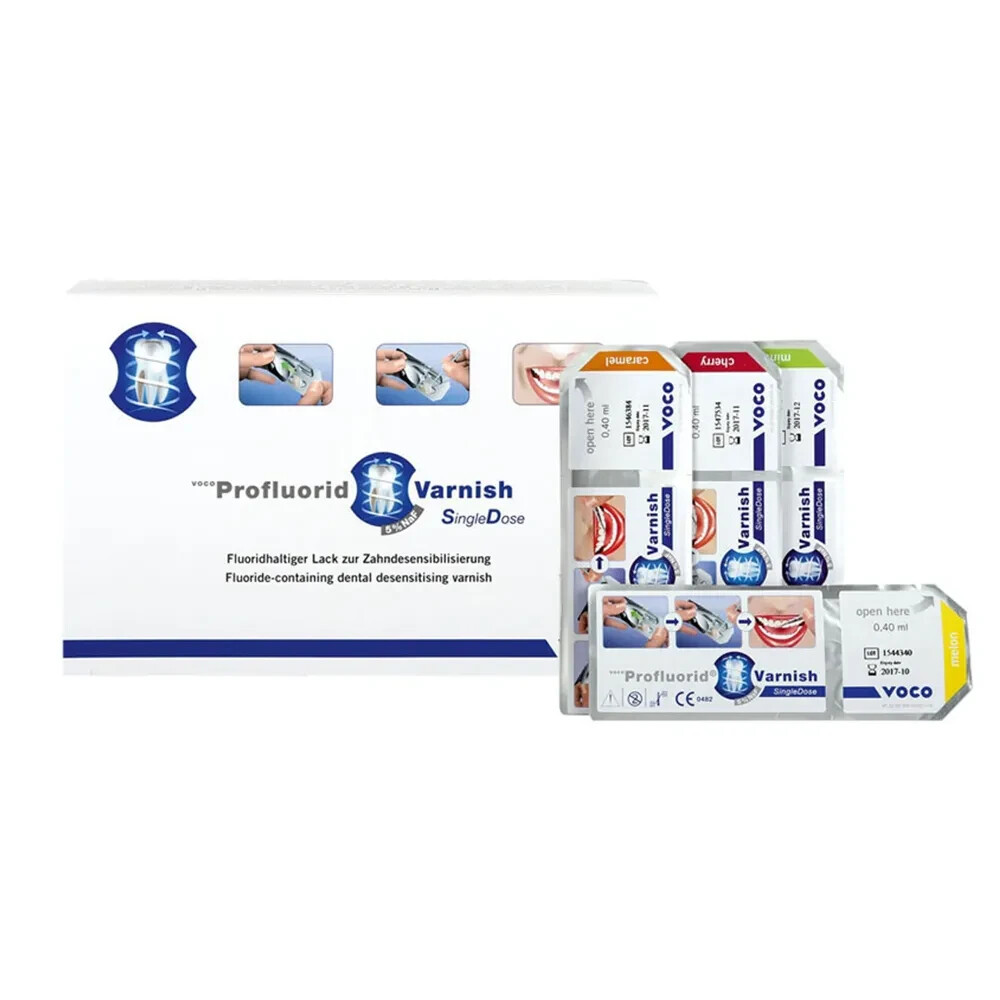 Voco Profluorid Varnish Single Doses Mix (Cherry,Melon,Caramel,Mint) Free Ship