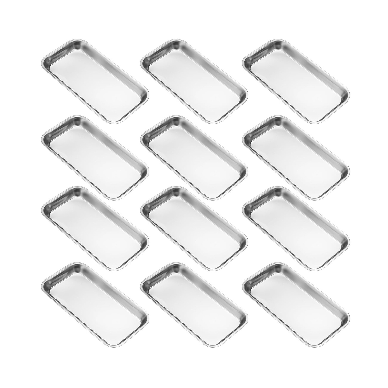 12 PCS 8.86 x 4.7 Inch Small Surgical Tray, Stainless Steel Medical Tray with…
