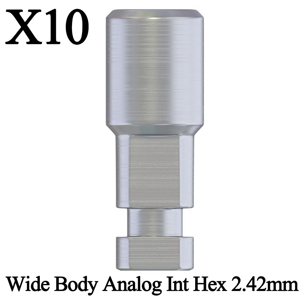 10pcs Dental Wide Body Analog Int Hex 2.42mm Lab Fixture Prosthetic