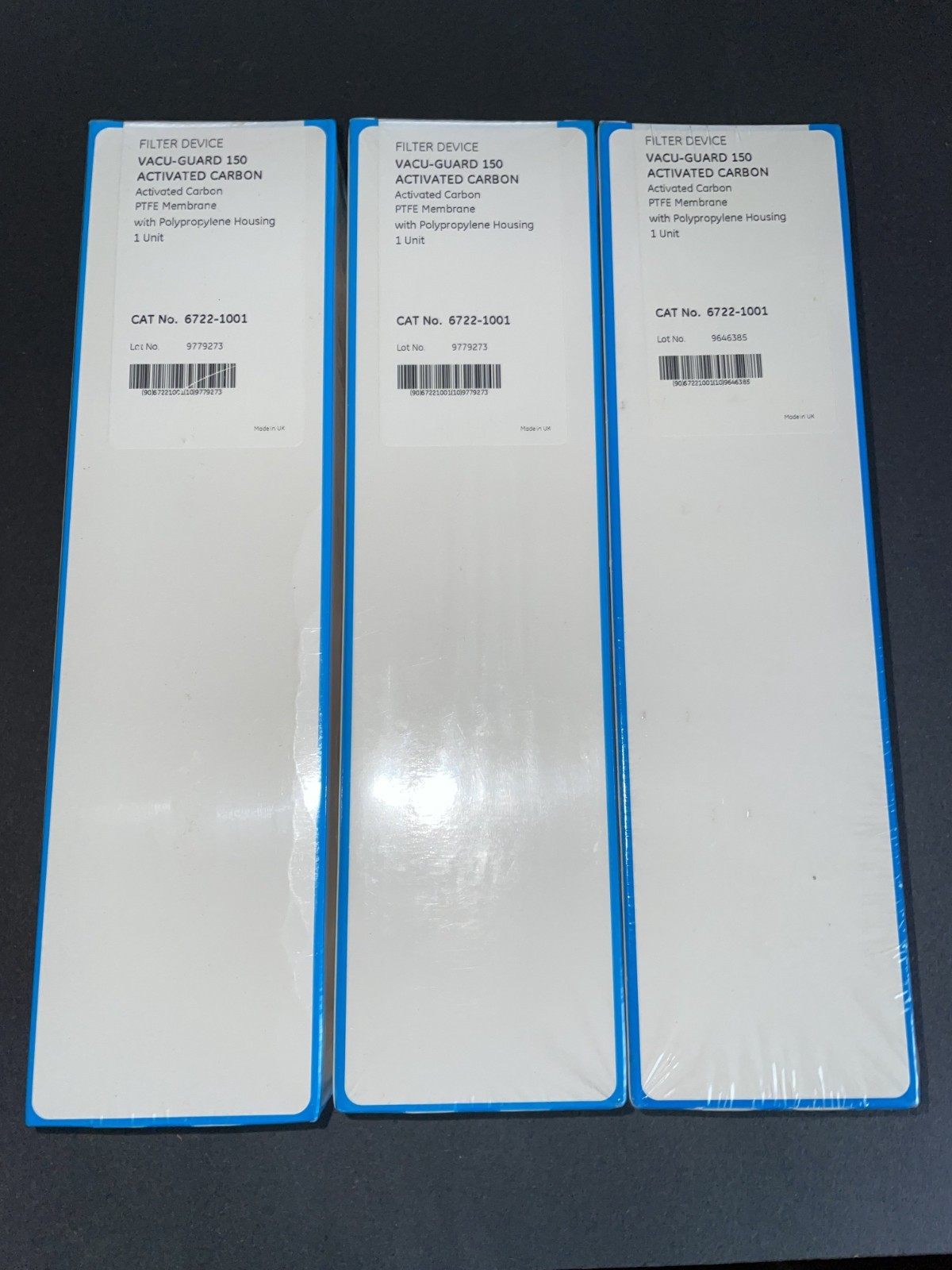 Lor of 3 Vacu-Guard 150 Filters, Activated Carbon PTFE, Whatman 6722-1001 SEALED