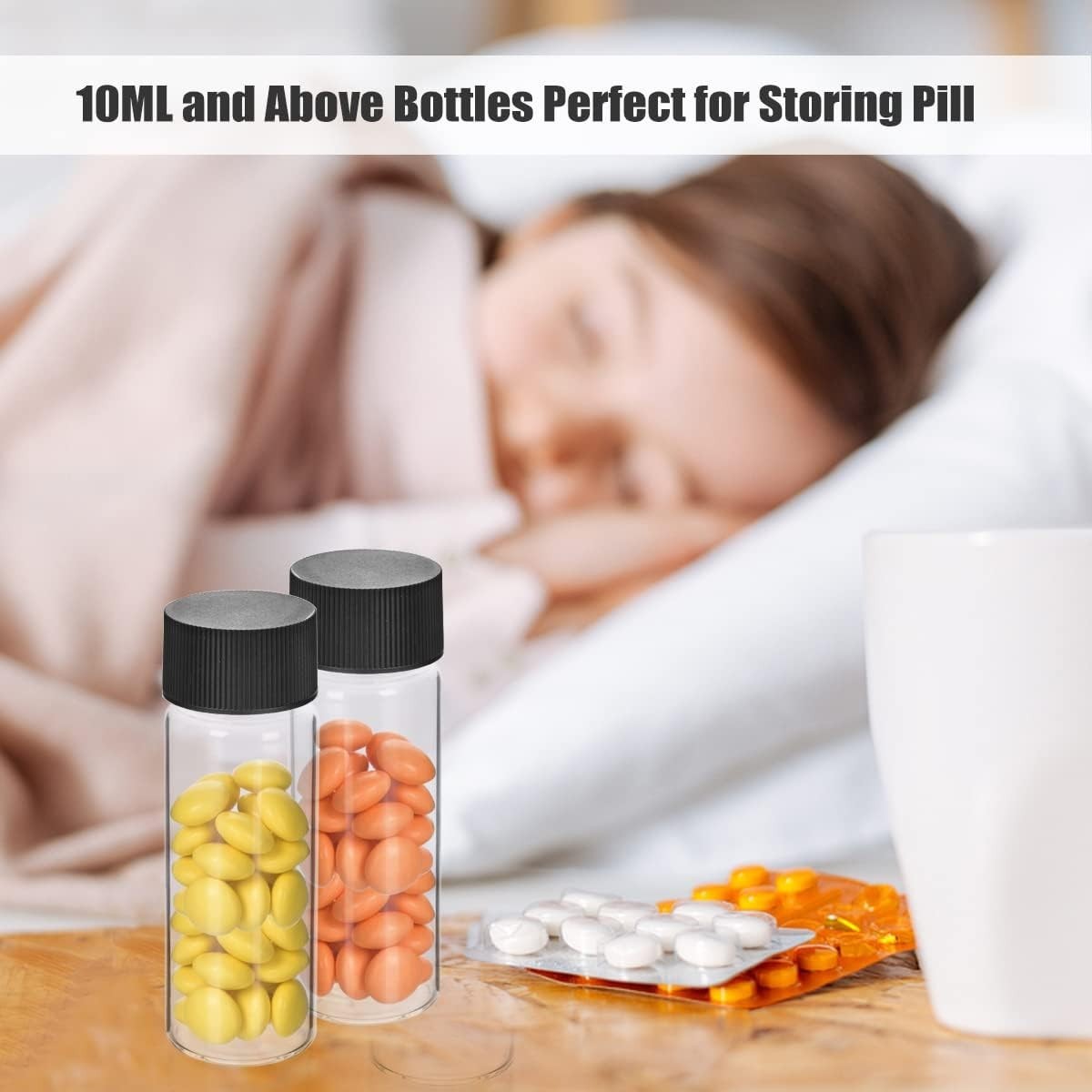 Small Glass Vials with Black Screw Caps – Pack of 100