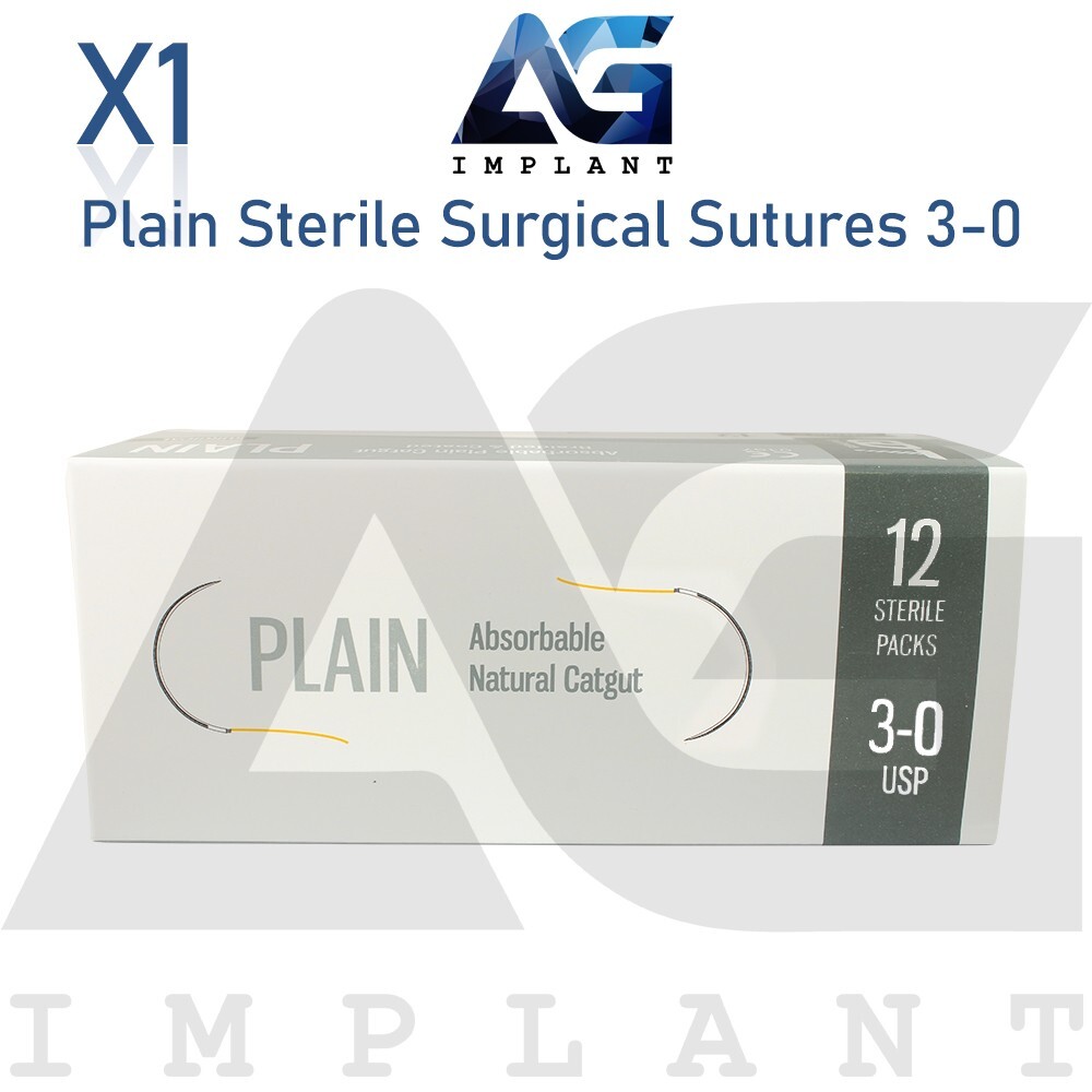 3-0 Plain Catgut Sterile Sut ures Monofilament Collagen Ivory 12pcs USP 75cm